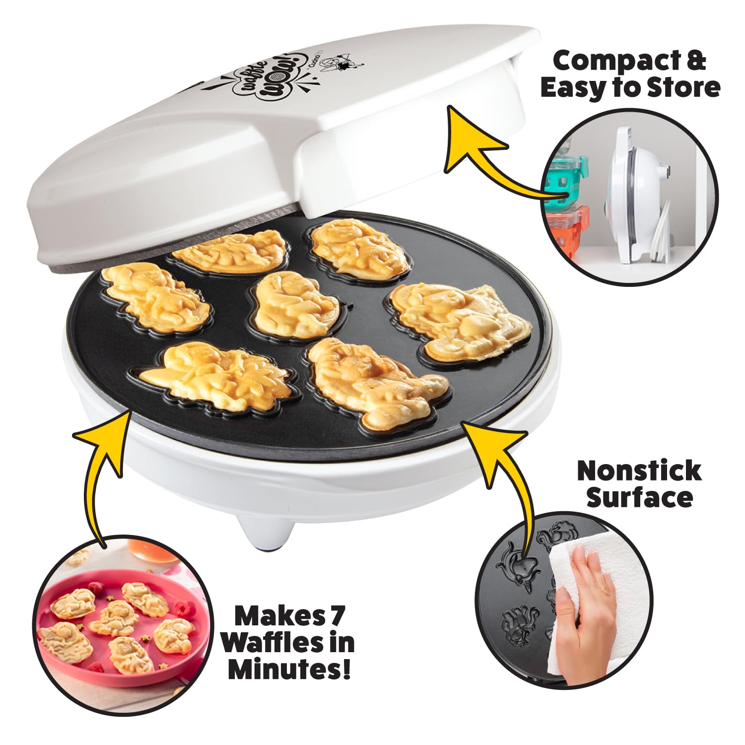 Fairy Friends Mini Waffle Maker - Electric Non-Stick Waffle Iron for Kids & Adults - Makes 7 Magical Fairy-Shaped Waffles & Pancakes Fast - Perfect for Breakfast, Parties & Princess-Themed Gifts