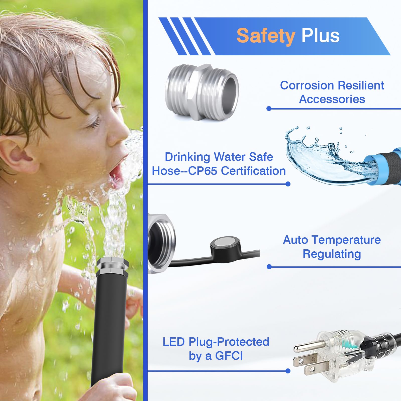25FT Heated RV Drinking Water Hose with Freeze Protection Down to -40°F/-40°C & Energy-Saving Thermostat - Electrically Heated Water Hose for RV, Camper, Boat, Garden - Perfect for Winter Camping, Boating & Outdoor Water Supply