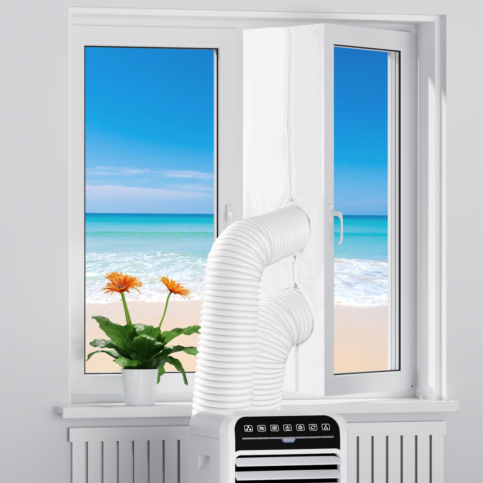400cm Universal Window Seal Kit for Mobile Air Conditioners & Tumble Dryers - AC Exhaust Hose Extension with Casement Window Adapter for Portable Cooling & Ventilation (Perfect for Bedrooms, Apartments & Small Spaces)