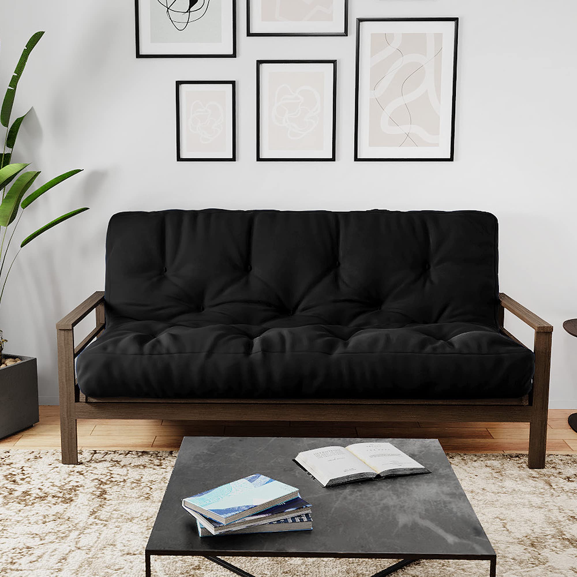 Royal Sleep Products by The Futon Factory 6 Inch Twin Size Foam Futon Mattress - CertiPUR Certified US-Made Memory Foam - Solid Black Removable Cover - Replacement Mattress (Frame Not Included) - Perfect for Dorm Rooms, Guest Beds & Small Spaces