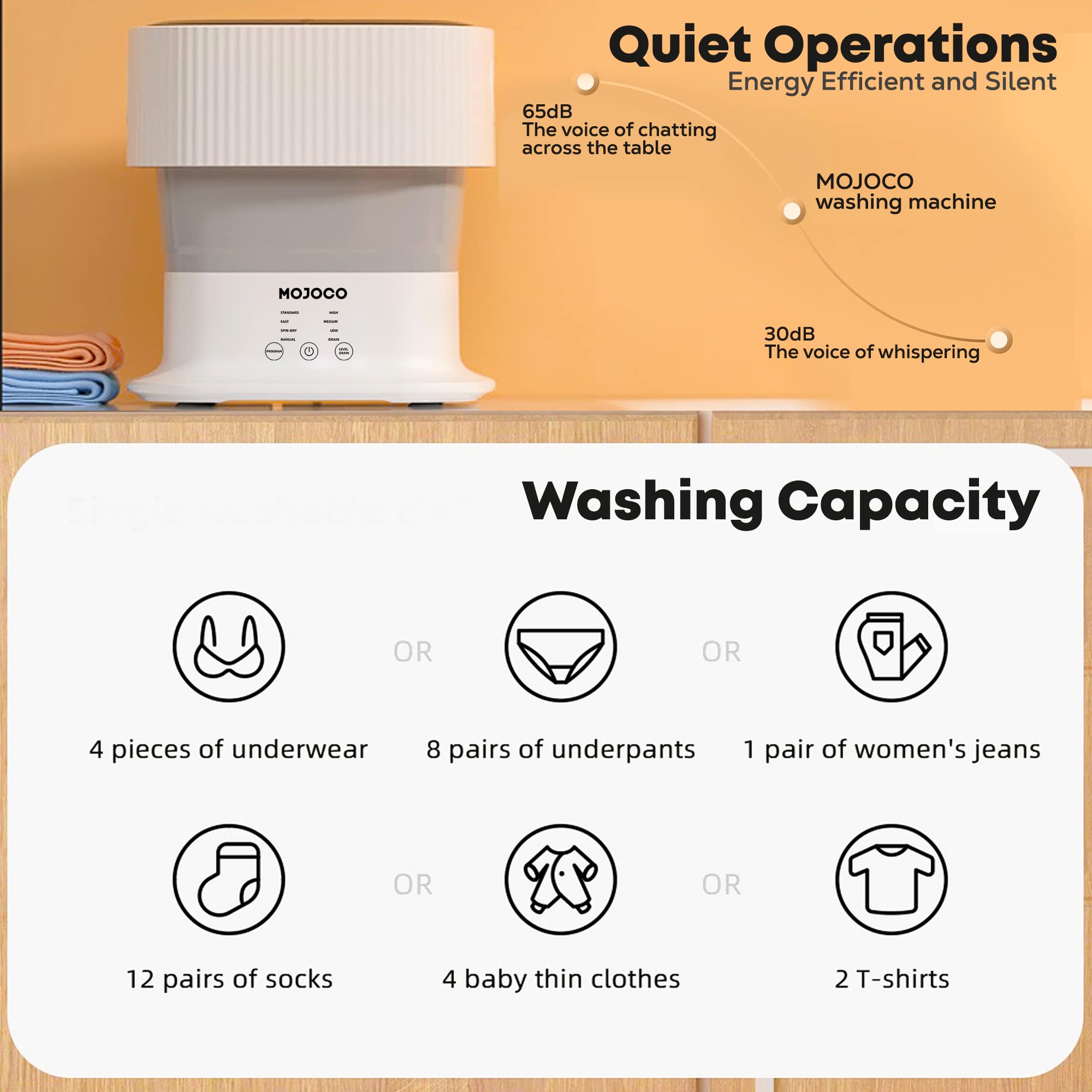 Foldable Portable Washing Machine for Baby Clothes, Underwear & Socks - Compact Mini Washer for Apartments, RVs, Camping & Travel - Space-Saving Countertop Laundry Solution - Perfect for Small Spaces & On-the-Go Cleaning