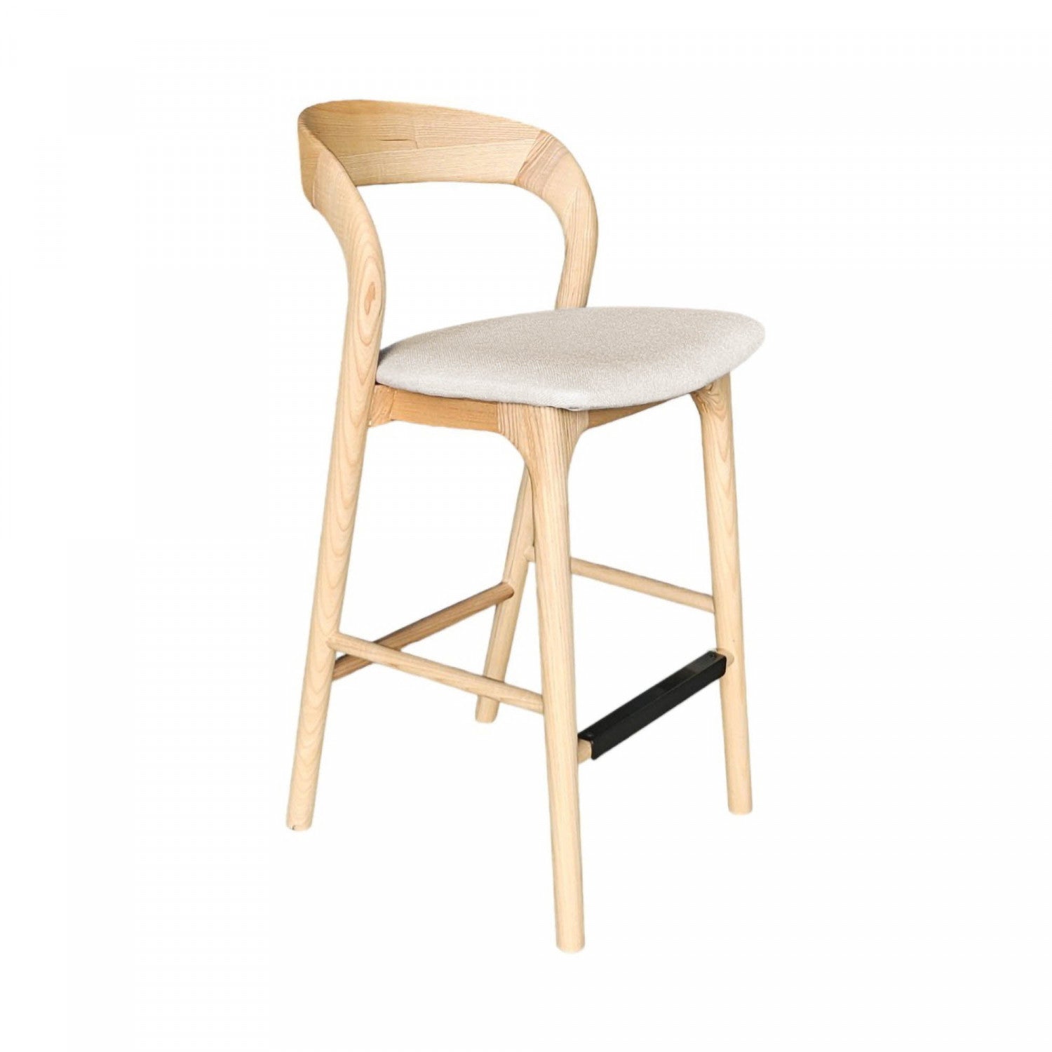 Brivonne Natural Wood Counter Stool - Adjustable Height Bar Stool for Kitchen Island, Breakfast Nook & Home Decor - Modern Farmhouse Dining Furniture