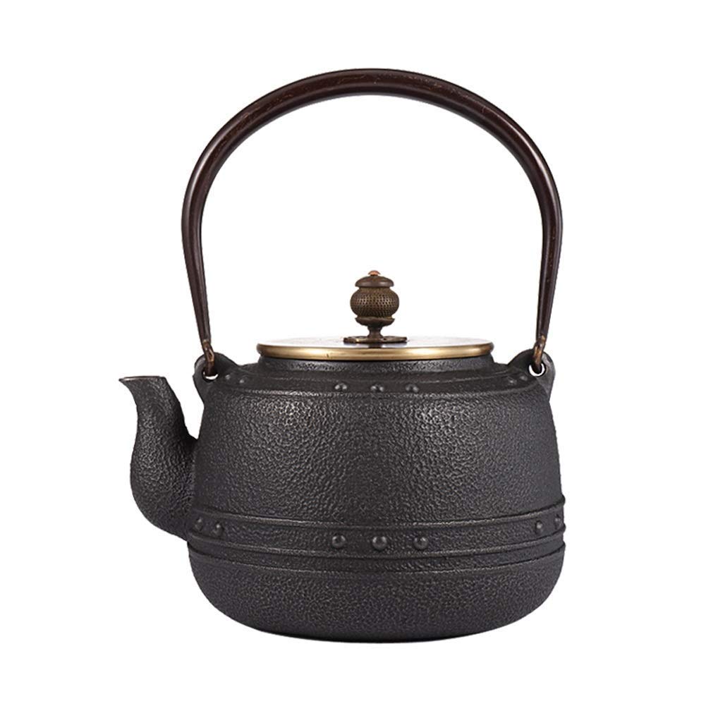 Premium Antique Cast Iron Teapot with Rust-Proof Inner Coating - 1200ML Japanese Tetsubin Tea Kettle for Loose Leaf Tea & Tea Bags - Perfect for Home, Office & Tea Ceremonies (Black)