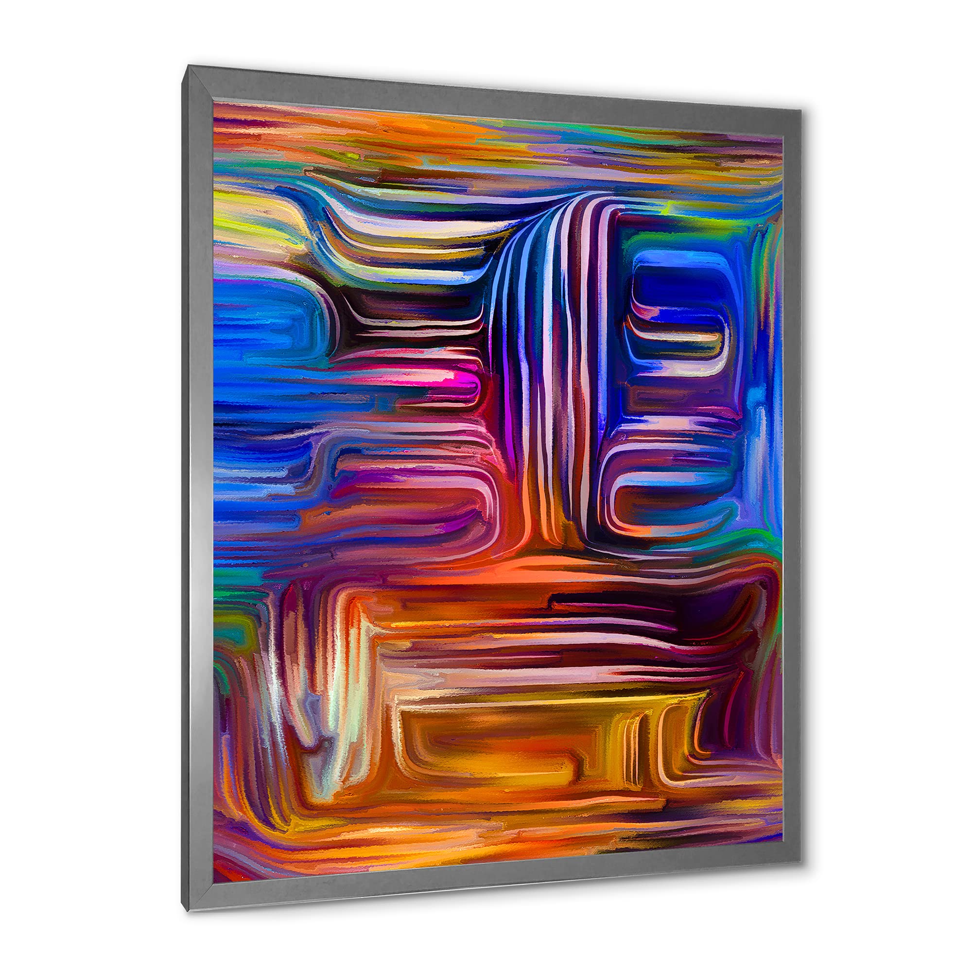 DesignQ Colour Fusion V Modern Framed Wall Art - Abstract Canvas Painting for Living Room, Bedroom & Office Decor