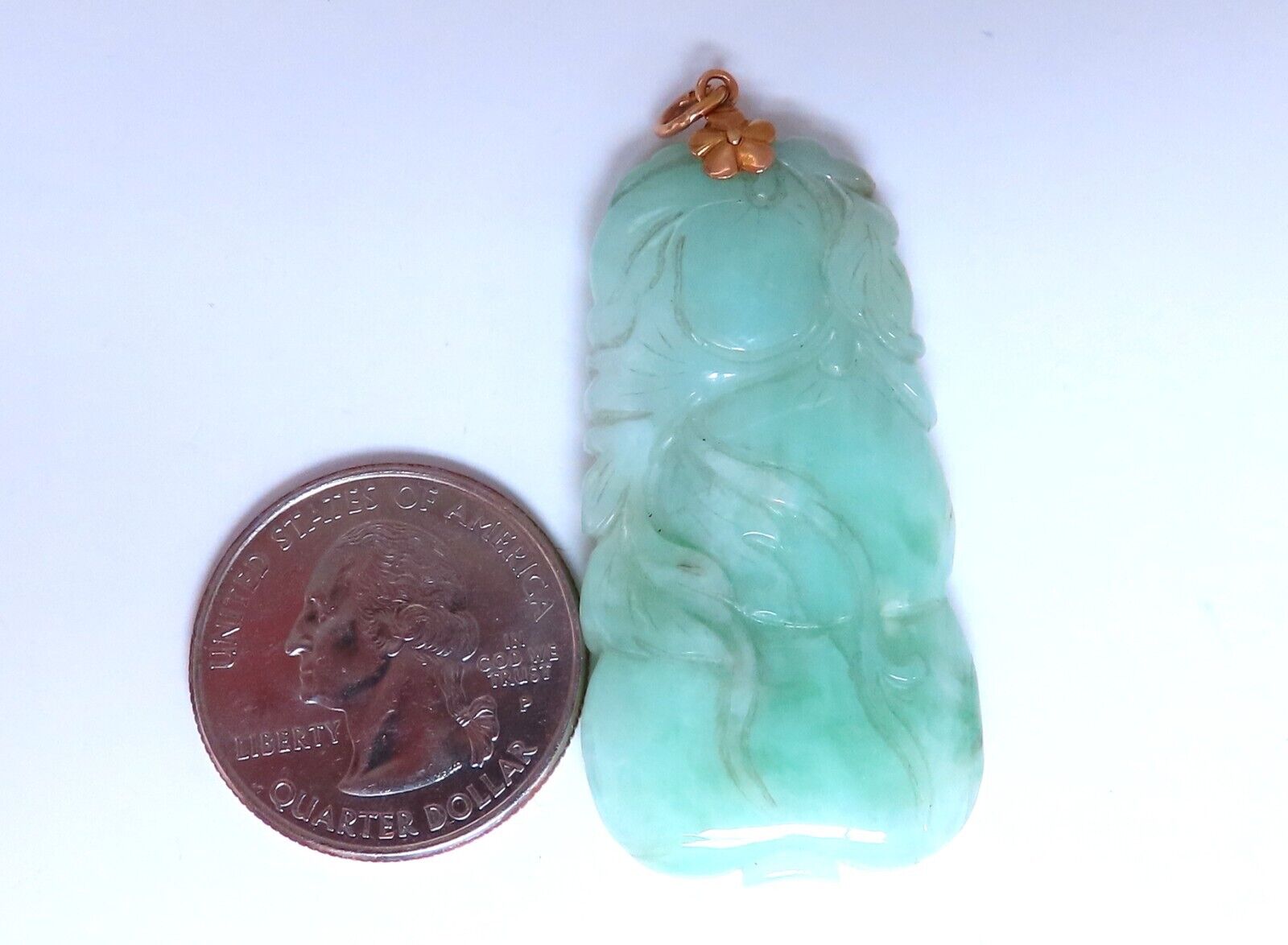Natural Jade Carved Pendant with 14K Gold Symbol - Elegant Necklace for Women, Spiritual Jewelry Gift for Meditation & Special Occasions