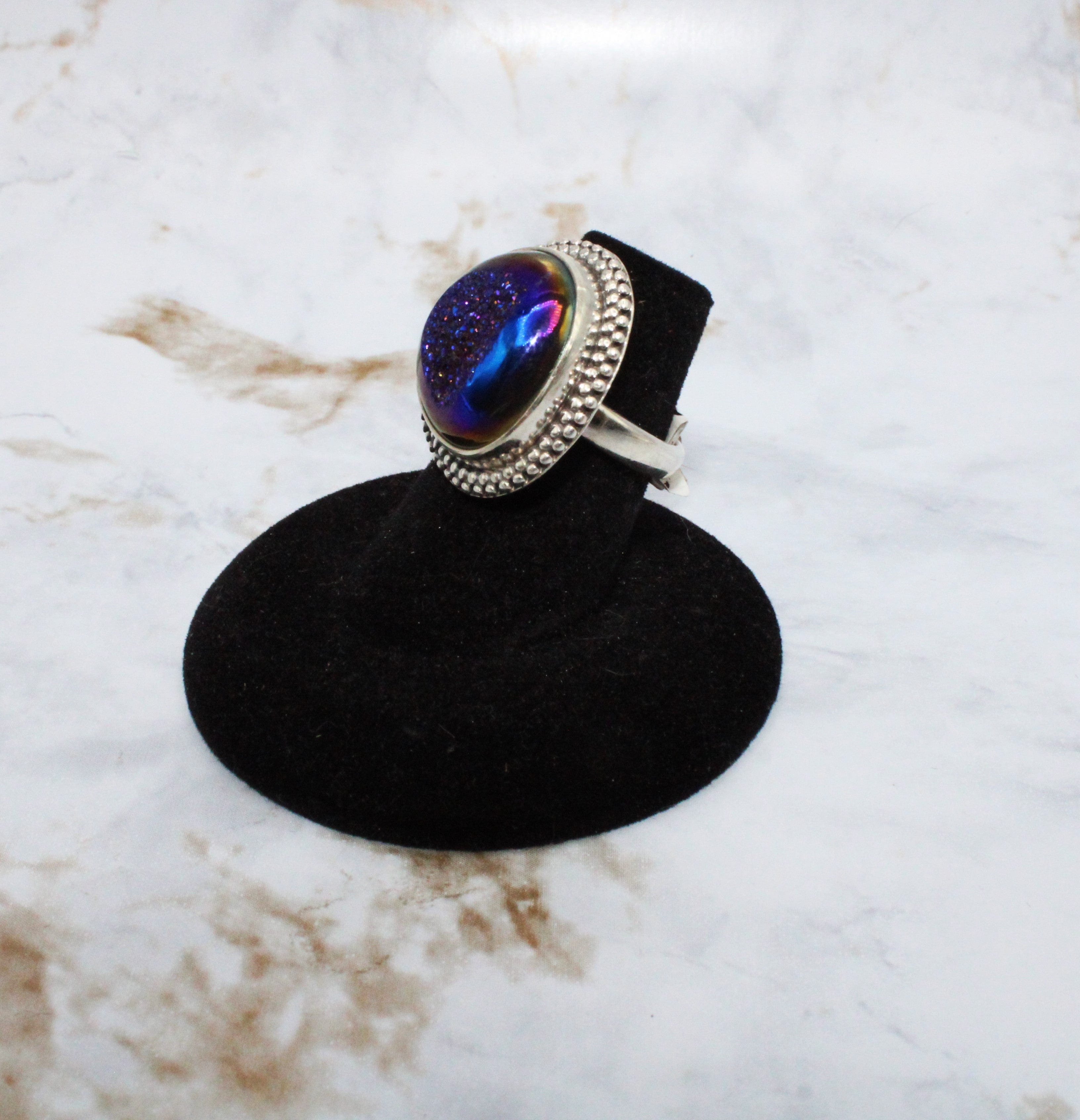 Aura Druzy Ring for Women - Size 5.75 - Elegant Crystal Statement Jewelry for Everyday Wear, Date Nights & Special Occasions