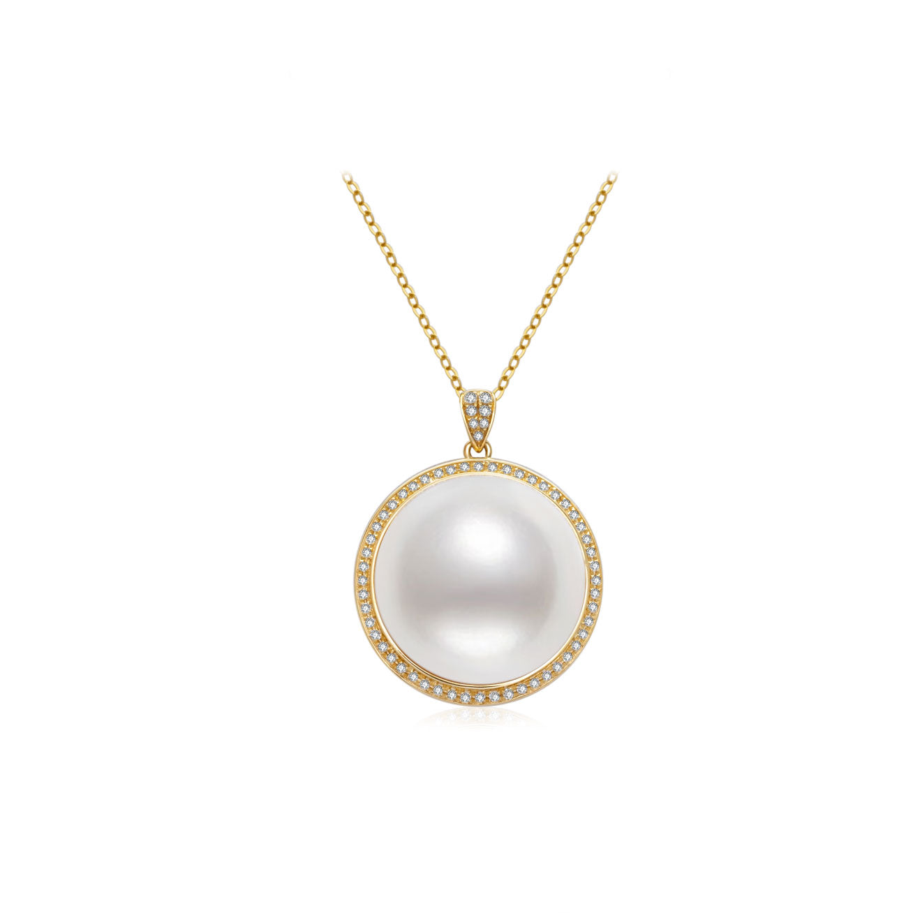 18K Solid Gold Diamond Edison Pearl Necklace KN00152 - Elegant Luxury Jewelry for Women | Perfect for Weddings, Anniversaries & Special Occasions
