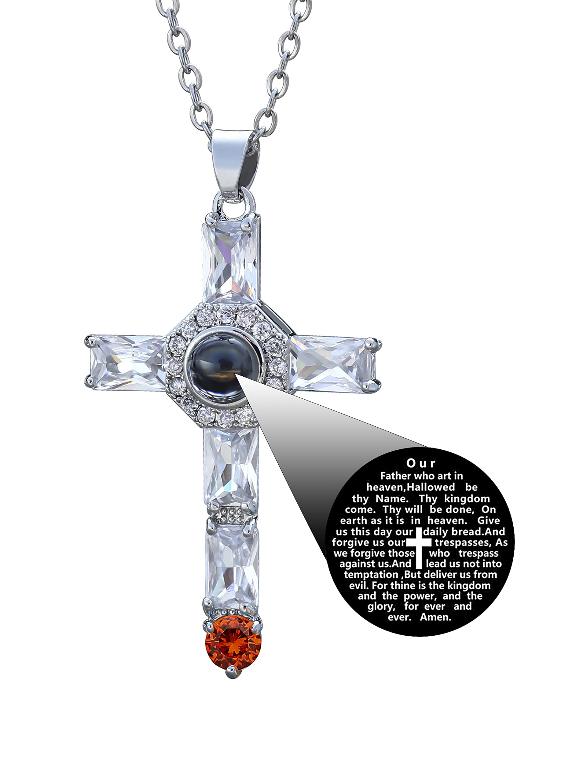 Women's Cross Necklace with Bible Verse - Lord's Prayer Engraved Jewelry Gift for Mom, Wife | Anniversary, Mother's Day