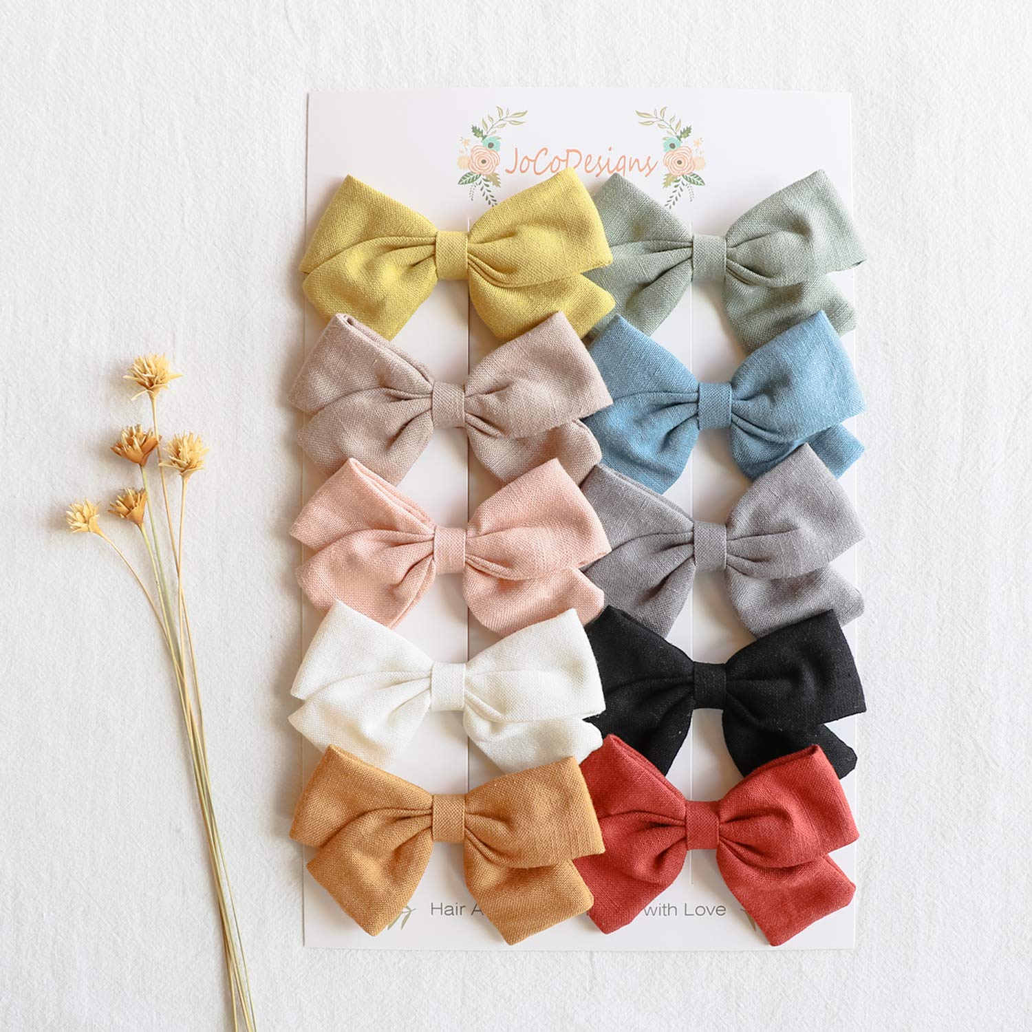 10 Pack Baby Girl Hair Clips - 3.4 Inch Alligator Clip Hair Bows with Fully Lined Barrettes for Toddlers & Kids | Cute Hair Accessories for School, Parties & Daily Outfits