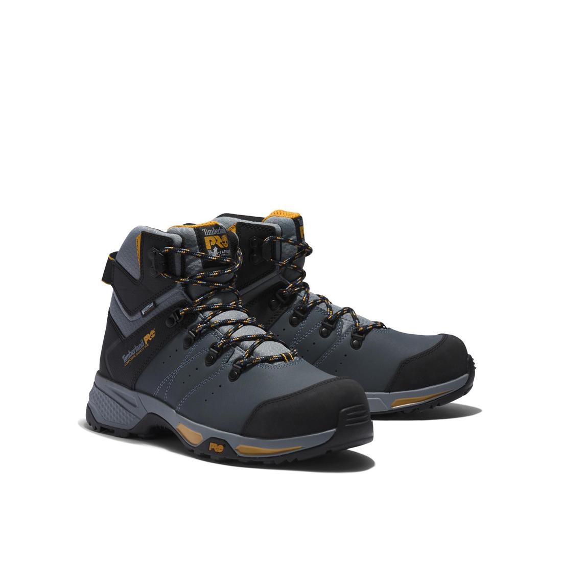 Switchback 6 Inch Composite Toe Waterproof Work Boots for Men - Slip Resistant Safety Shoes with Electrical Hazard Protection - Ideal for Construction, Warehouse & Outdoor Work (Gray)