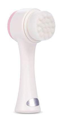 TREXEE 2 in 1 Facial Cleansing Brush - 3D Double-Sided Silicone & Soft Bristles for Deep Cleansing, Exfoliating, Makeup Removal & Acne Care (Pink) | Perfect for Daily Skincare & Spa-Like Massage at Home