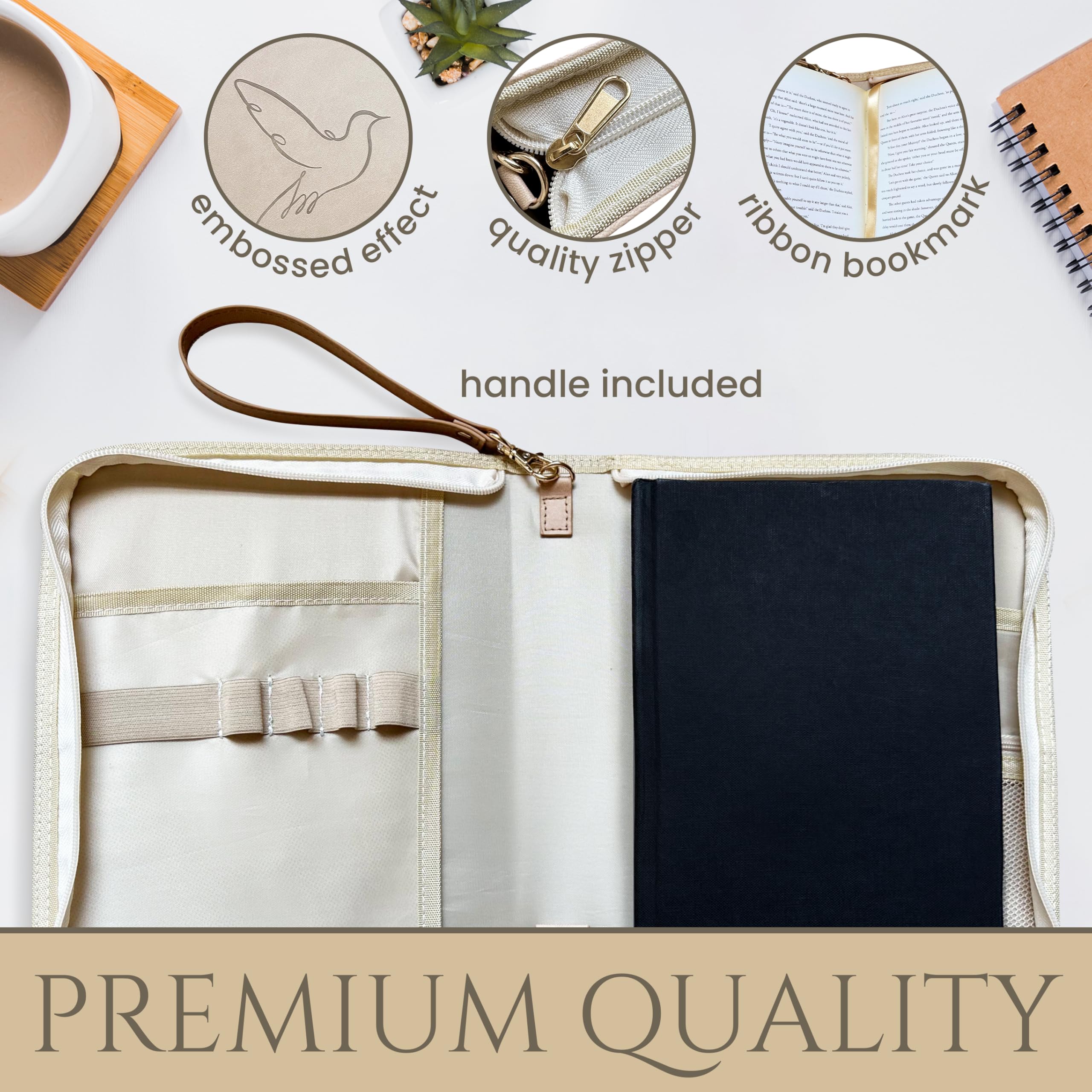 Custom Leather Bible Cover with Highlighter Pens & Bookmark - Personalized Bible Case for Women & Men - Perfect for Church, Travel & Daily Devotion