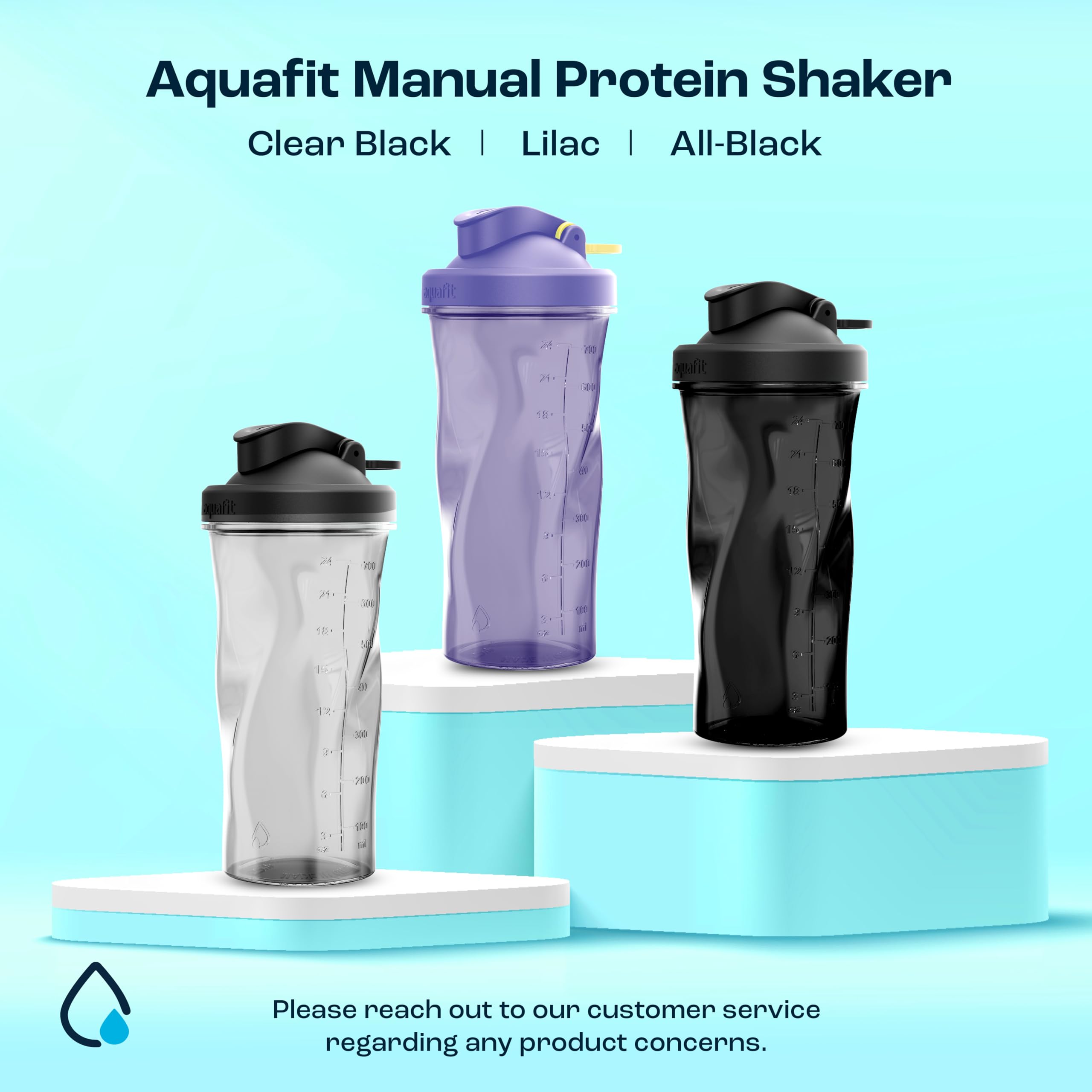 AQUAFIT 24oz Protein Shaker Bottle with Leak-Proof Lid - BPA-Free Gym Water Bottle for Protein Shakes, Pre-Workout & Smoothies - Ideal for Fitness, Bodybuilding & Post-Workout Recovery (Clear-Black)