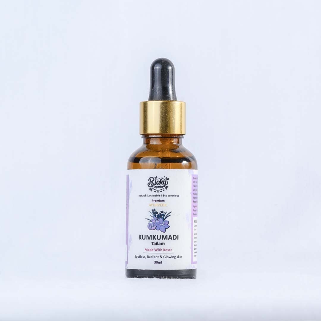 Bioky Organics Kumkumadi Face Oil (30ml) - Natural Glow & Acne Prevention, Reduces Dark Spots & Pigmentation for Radiant Skin | Perfect for Daily Skincare Routine & Nighttime Treatment