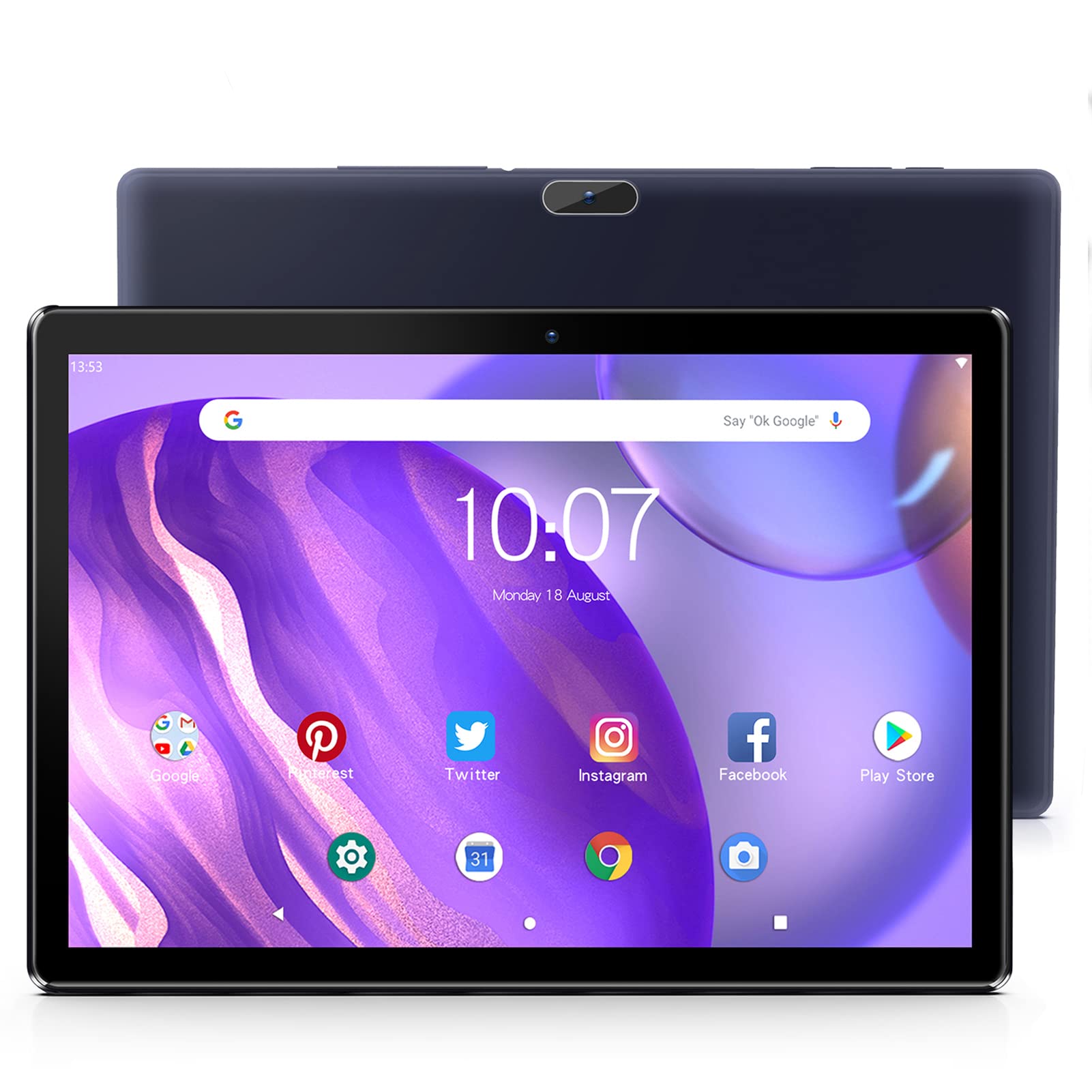 PRITOM 10 inch Android Tablet with WiFi, 64GB Storage (Expandable to 512GB), Quad Core Processor, HD IPS Display, 5000mAh Battery, Dual Camera & Bluetooth - Perfect for Online Learning, Streaming & Work (Black)