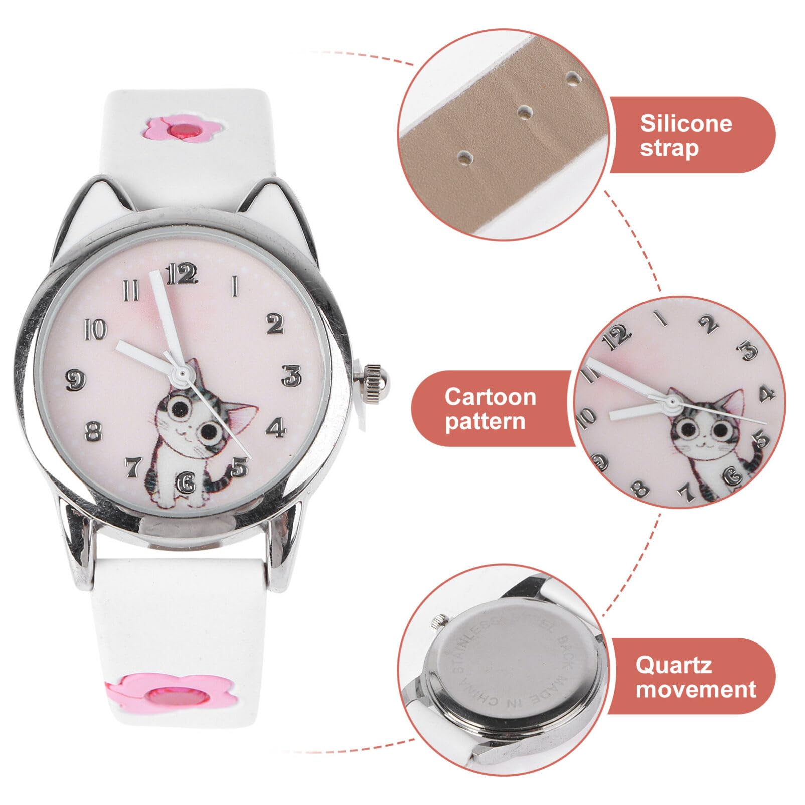 Mikikit Kids Sports Watch - Cute Cat Design for Girls, Outdoor Play & School