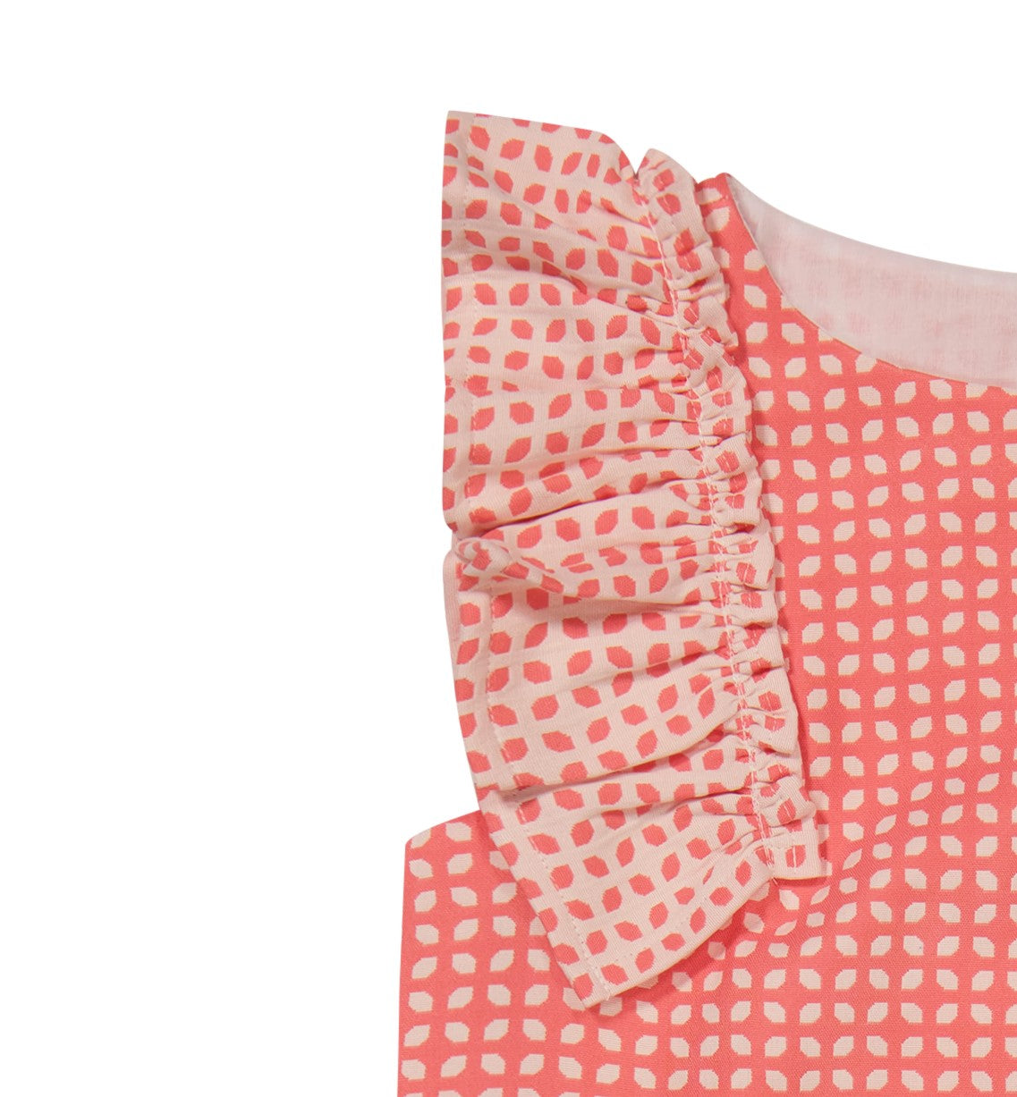 Grace Ruffle Sleeve Shift Dress - Coral Daisy Brocade Floral Summer Dress for Women | Perfect for Beach Vacations, Garden Parties & Casual Outings