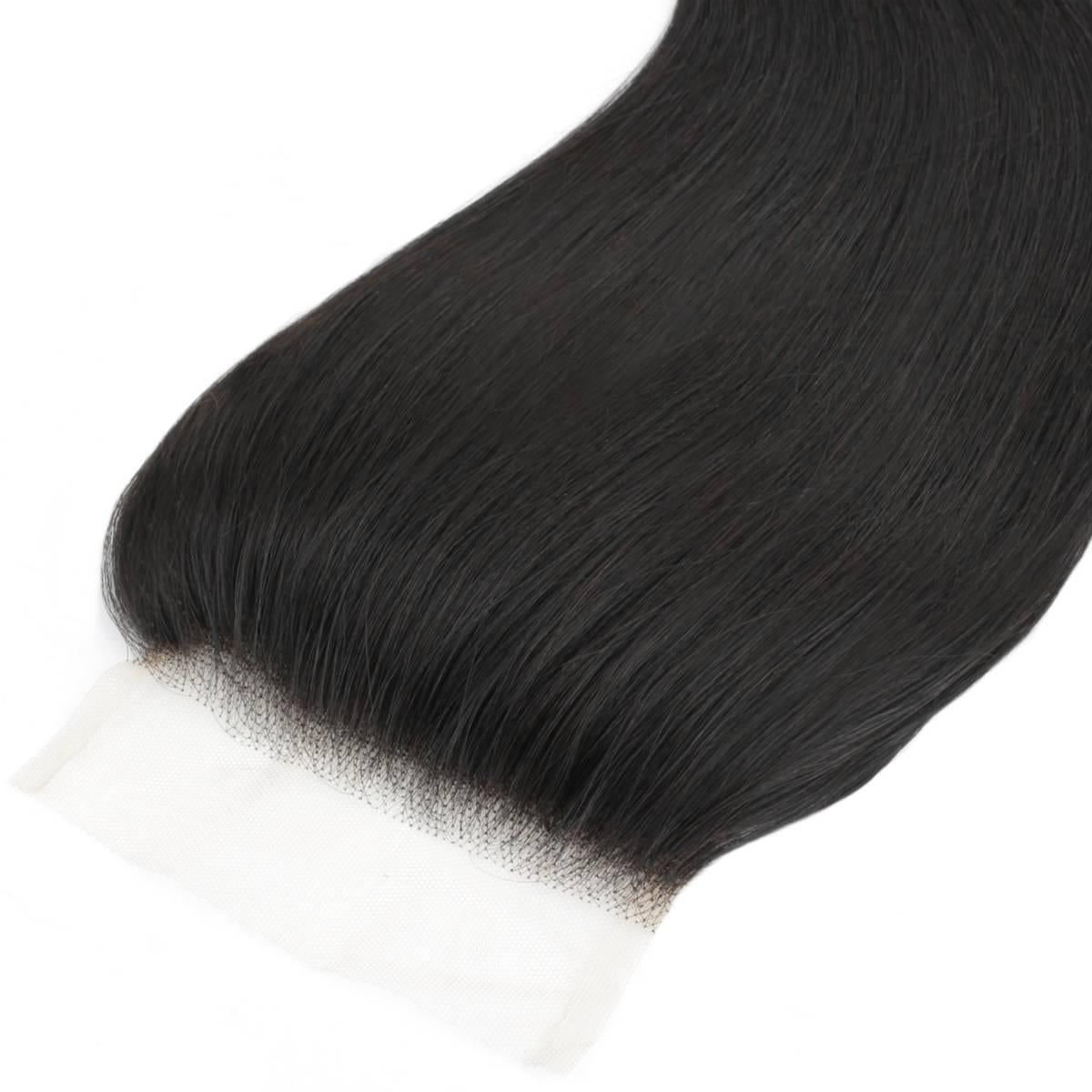 Brazilian Silky Straight 4x4 Transparent Lace Human Hair Closure - Natural Looking Hair Extension for Women | Perfect for Daily Wear, Styling & Special Occasions