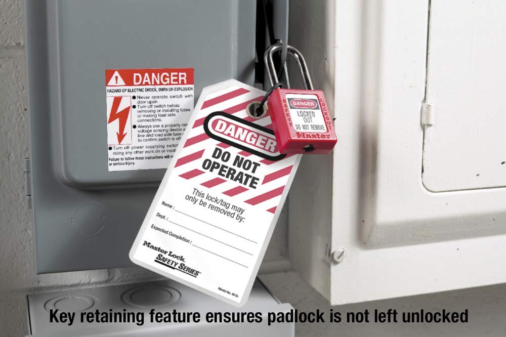 Master Lock MLK410RED Danger Red Safety Padlock - Heavy Duty Security for Lockers, Toolboxes & Storage Units