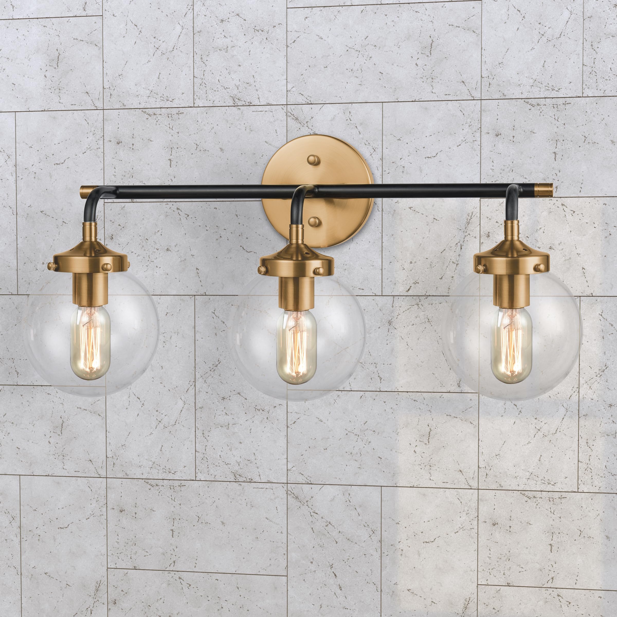 Elk Home Boudreaux 3-Light Vanity Light in Matte Black with Clear Glass - Modern Contemporary Bathroom Lighting for Vanity, Dresser, or Makeup Area