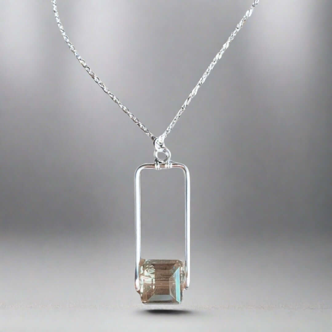 Handmade Champagne Crystal Pendant Necklace - Artisan Crafted Jewelry in USA | Perfect for Weddings, Parties & Special Occasions