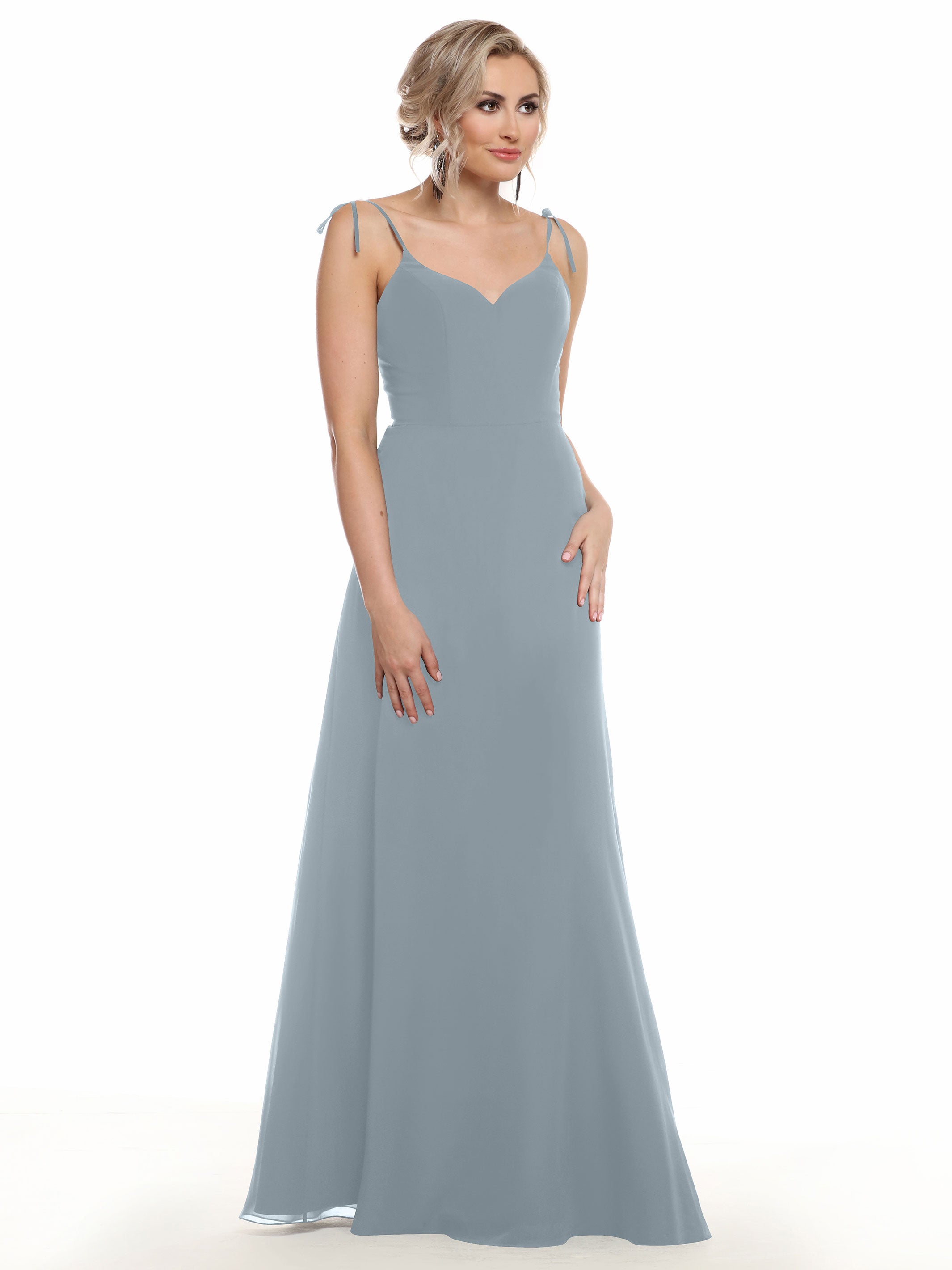 Elegant 80144 Chiffon A-Line Bridesmaid Dress with V-Neck & Spaghetti Straps - Perfect for Weddings, Formal Events & Special Occasions
