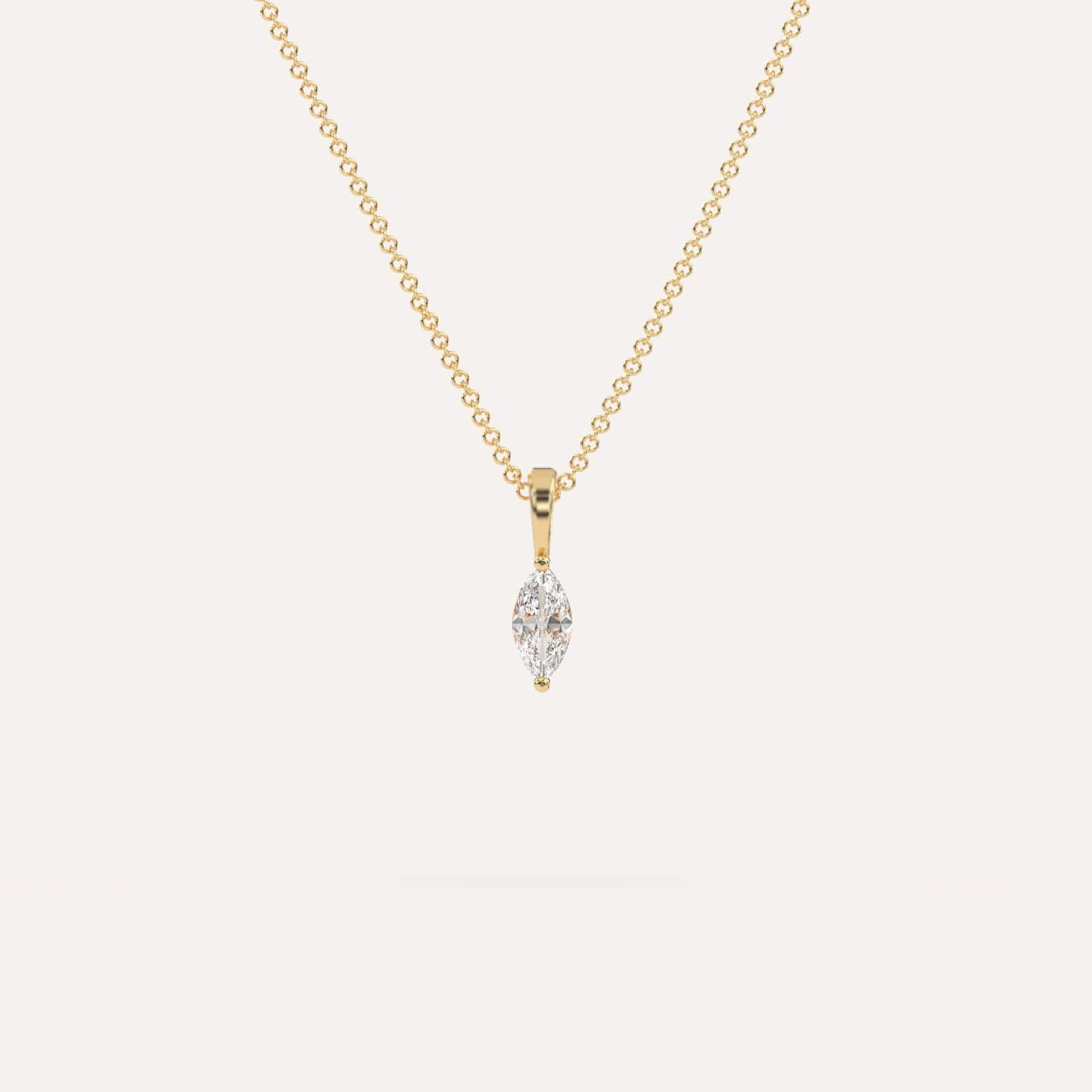 1/4 Carat Marquise Cut Diamond Pendant Necklace for Women - Elegant 14K Gold Jewelry Gift for Anniversary, Valentine's Day & Special Occasions
