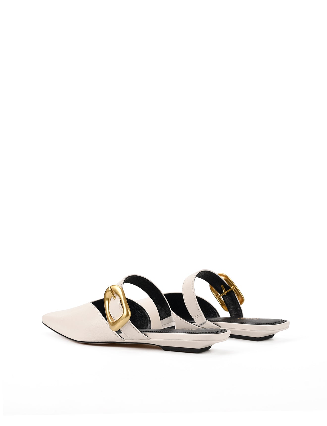 Allegra Women's Close Toe Buckle Slide Sandals - Chalk White Genuine Leather Comfortable Summer Shoes for Beach, Vacation & Casual Outings