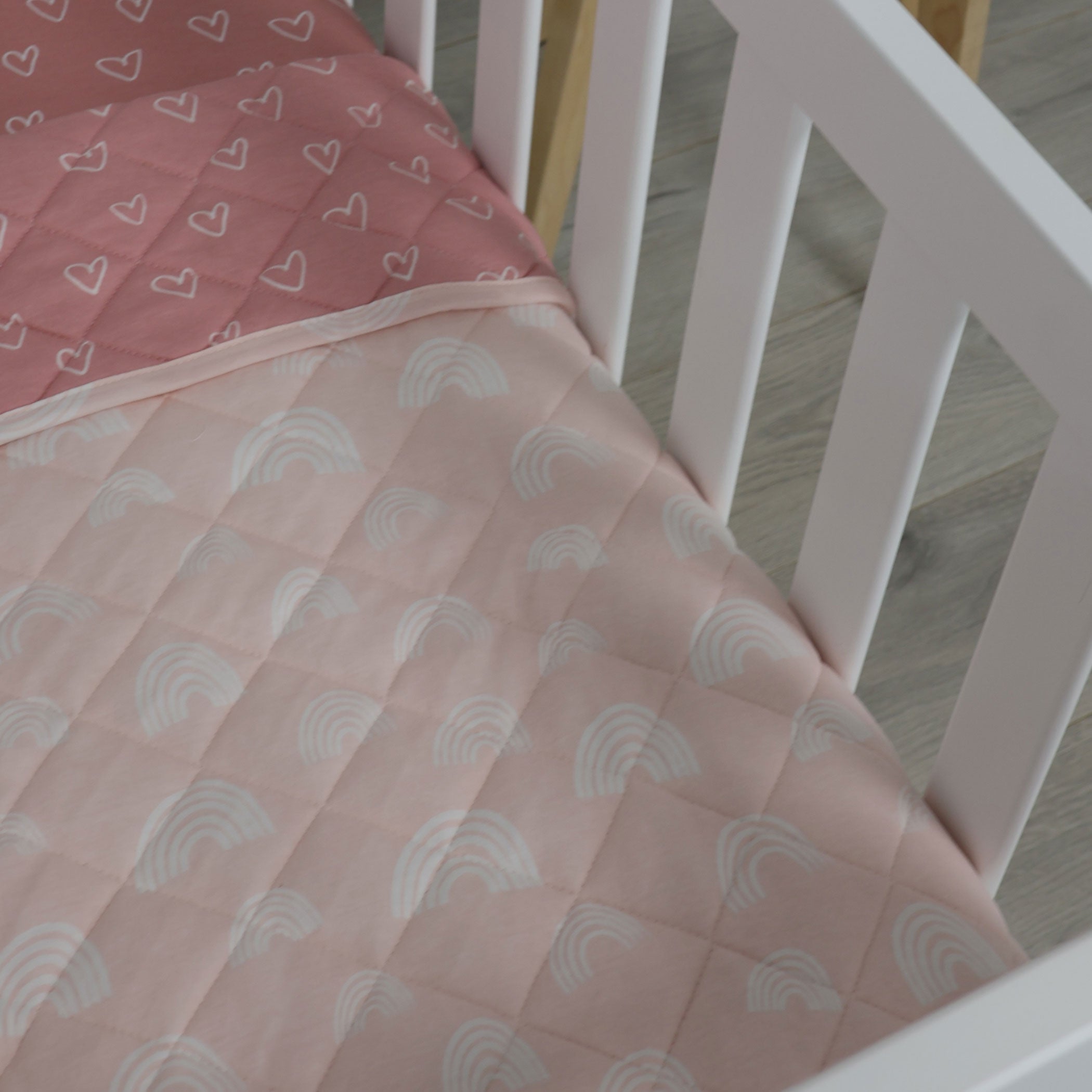 Nordic Reversible Baby Cot Quilt - Dusty Berry & Rose Floral Design - Soft Nursery Bedding for Boys & Girls - Perfect for Cribs, Toddler Beds & Nursery Decor
