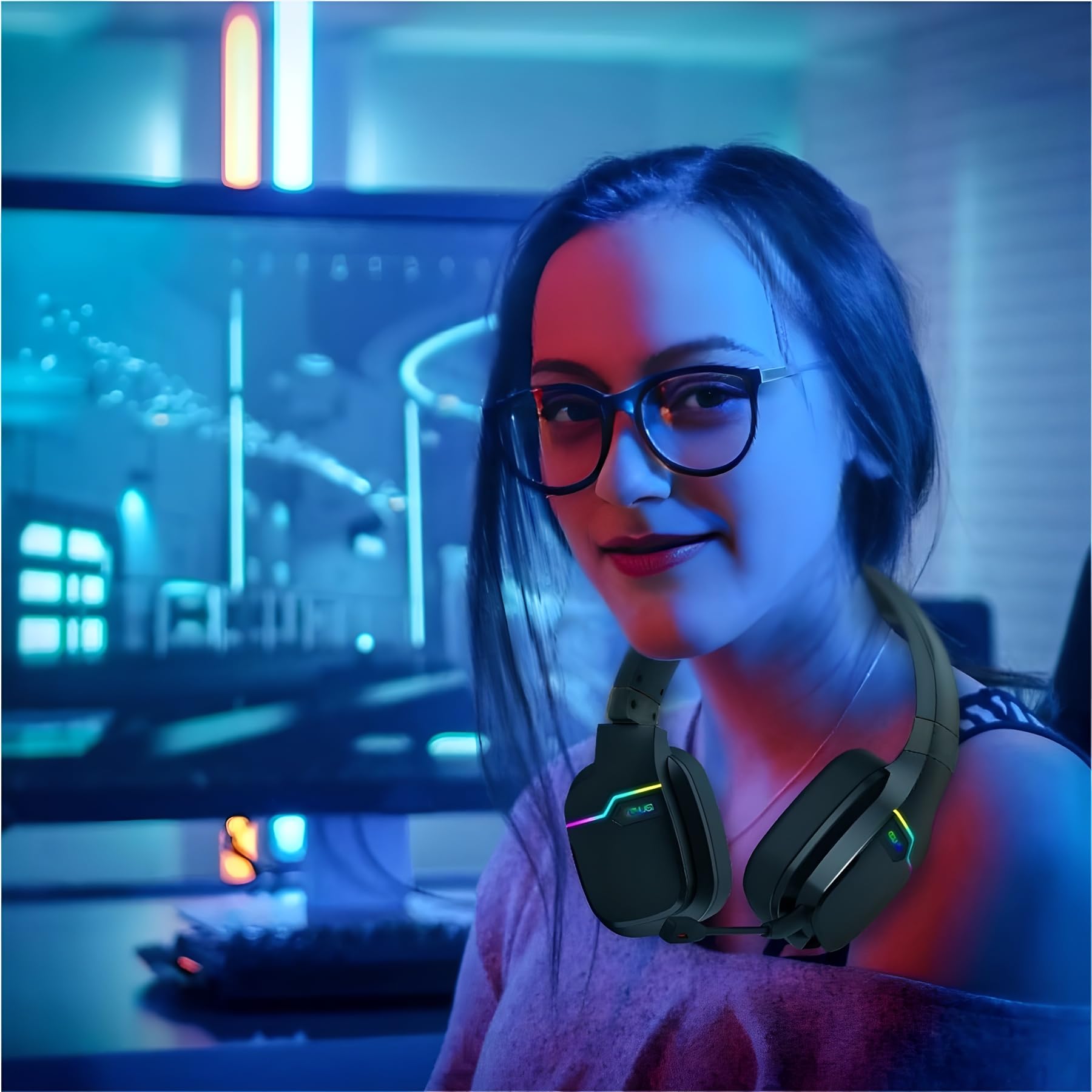 Wireless Gaming Headset with Detachable Mic for PS5, PS4, PC, Mac & Laptop - 2.4GHz USB Dongle, Noise Cancelling, Comfortable Earpads - X07 Black - Perfect for Online Gaming, Streaming & Virtual Meetings
