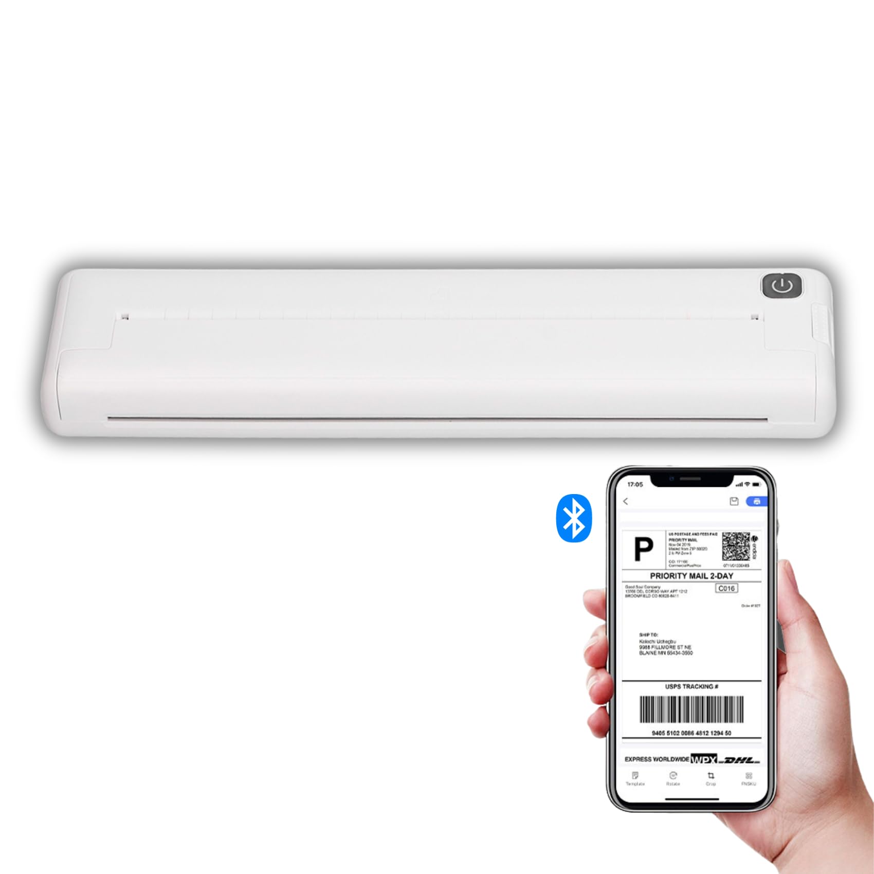 Portable A4 Thermal Printer - Wireless Bluetooth Thermal Label Printer for 90 Sheets Letter & A4 Paper - Compatible with Android, iOS, Phone & Laptop - Perfect for Mobile Office, Shipping Labels & Receipt Printing