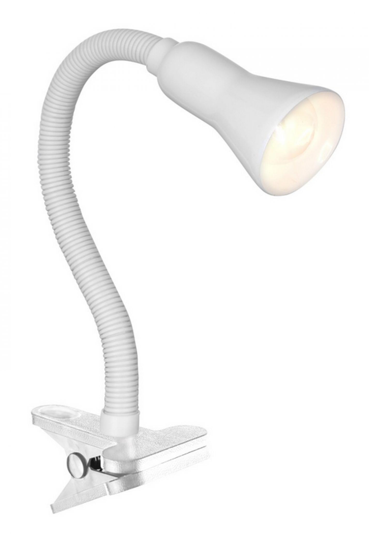 Flexible White Searchlight Task Clamp Lamp with Adjustable Clip - Perfect for Desks, Workbenches & DIY Projects (P4122WH) - Ideal for Reading, Crafting & Detailed Work