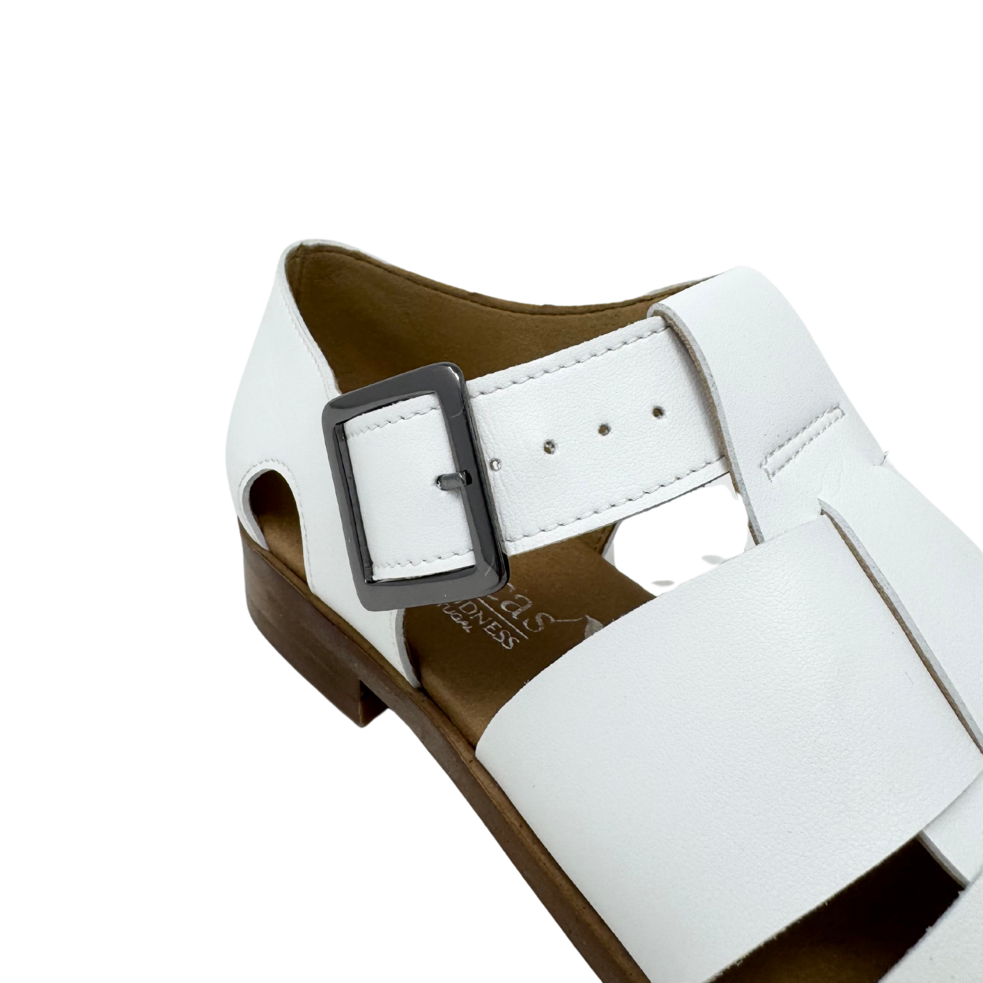 Novacas Women's White Courtney Sandal - Comfortable Leather Casual Sandals for Summer, Beach, and Everyday Wear