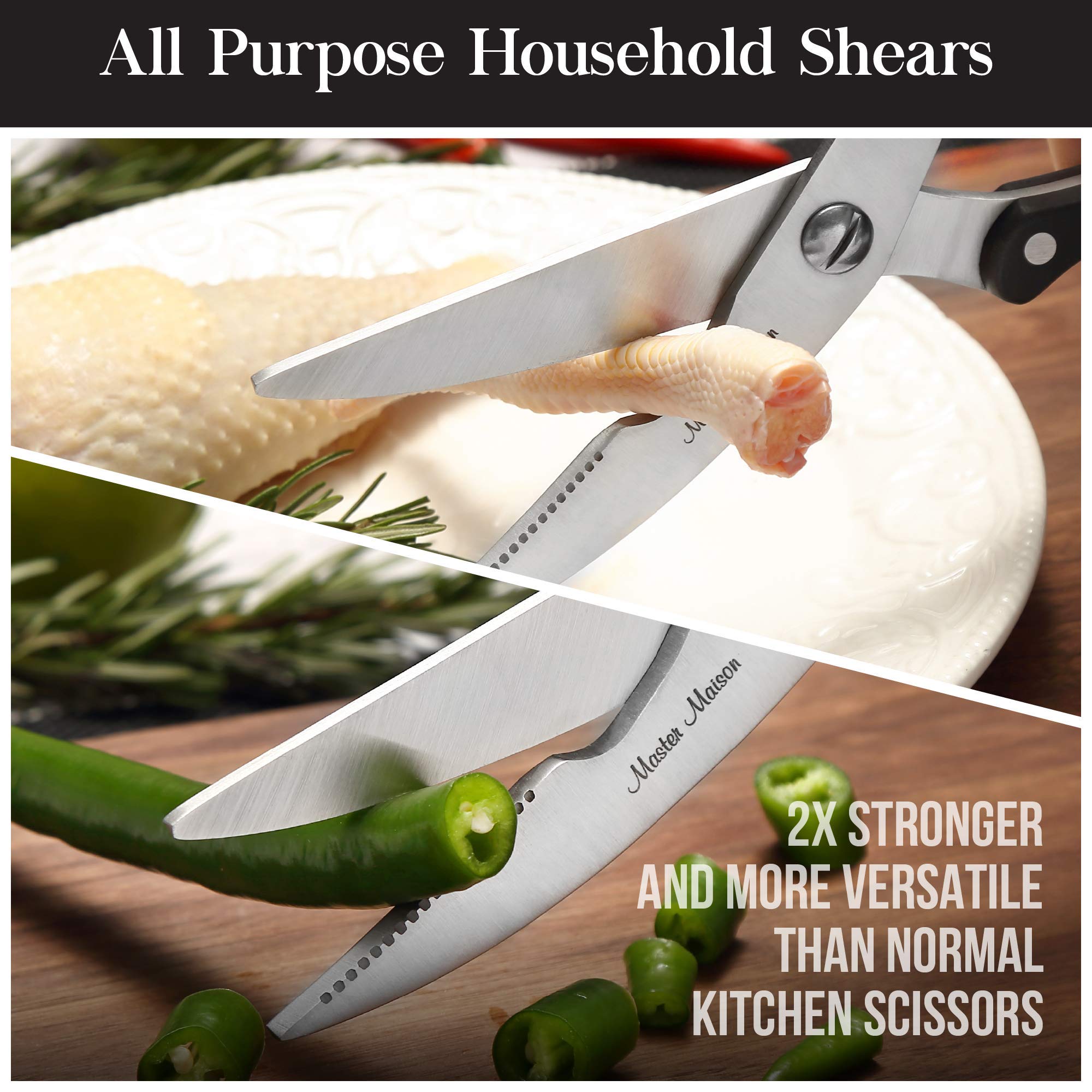 Master Maison 15-Piece Kitchen Knife Set with Wooden Block & Sharpener - Professional Stainless Steel Chef, Utility & Steak Knives for Cooking, Slicing & Food Prep - Perfect for Home Chefs & Culinary Enthusiasts