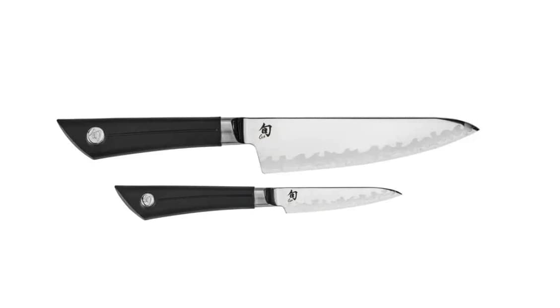 Shun Sora VB0706 8 Inch Chef Knife & VB0700 3.5 Inch Pairing Knife Set - Japanese Handcrafted NSF Certified Kitchen Cutlery for Professional Chefs and Home Cooking