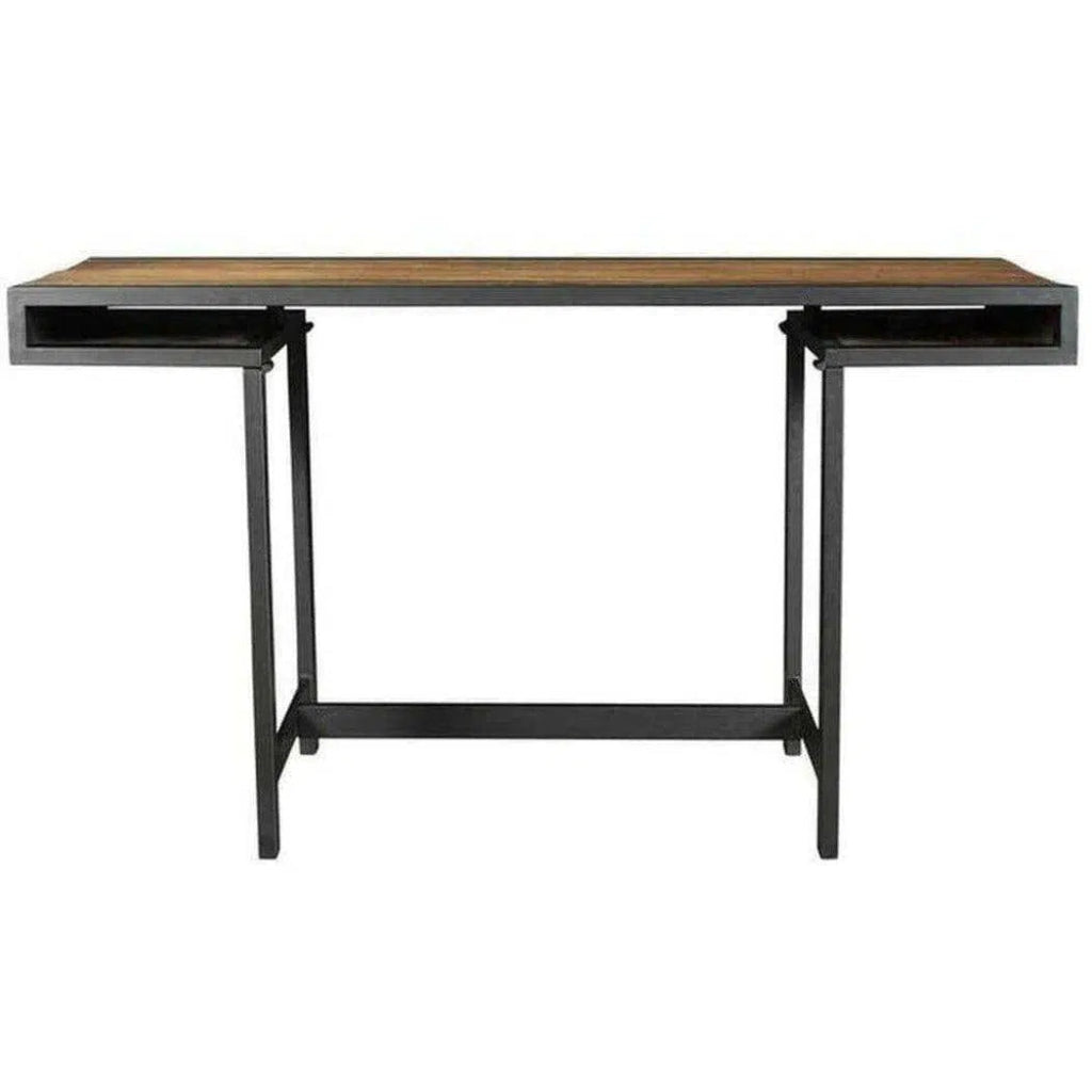 55 Inch Industrial Brown Wooden Desk - Sturdy & Spacious Home Office Desk for Work, Study, and Gaming