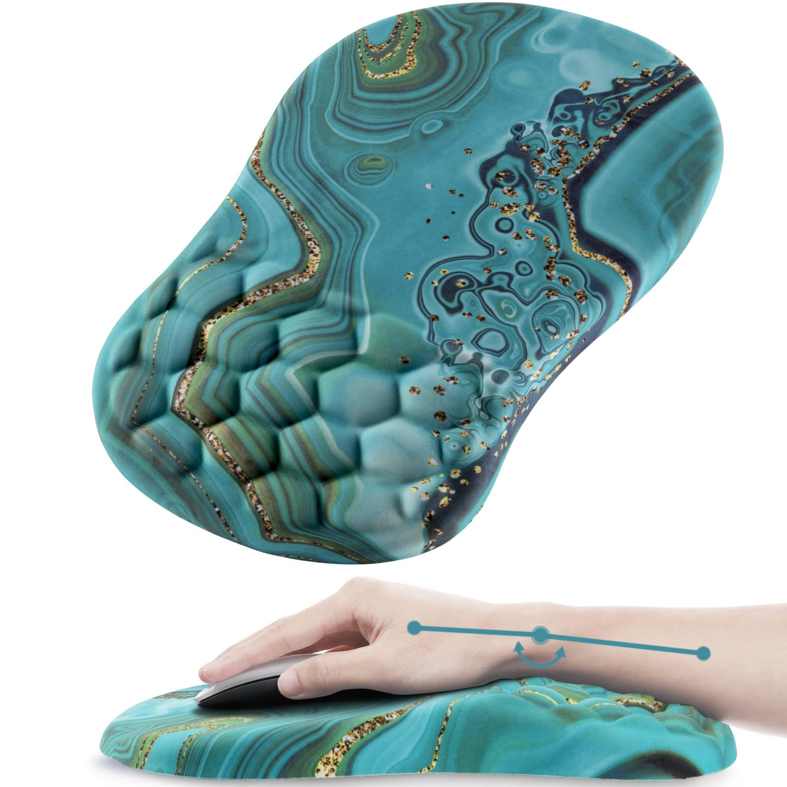 Ergonomic Mouse Pad with Wrist Support - Comfortable Computer Mouse Pad for Laptop & PC - Pain Relief Wrist Rest with Non-Slip PU Base (Green) - Perfect for Office, Gaming & Long Computer Work Sessions