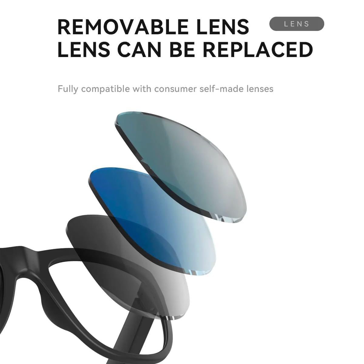 GS01 Smart Bluetooth Sunglasses with Built-in Speaker - UV400 Polarized Lens, Open Ear Music, Touch Control - Perfect for Running, Cycling & Outdoor Activities