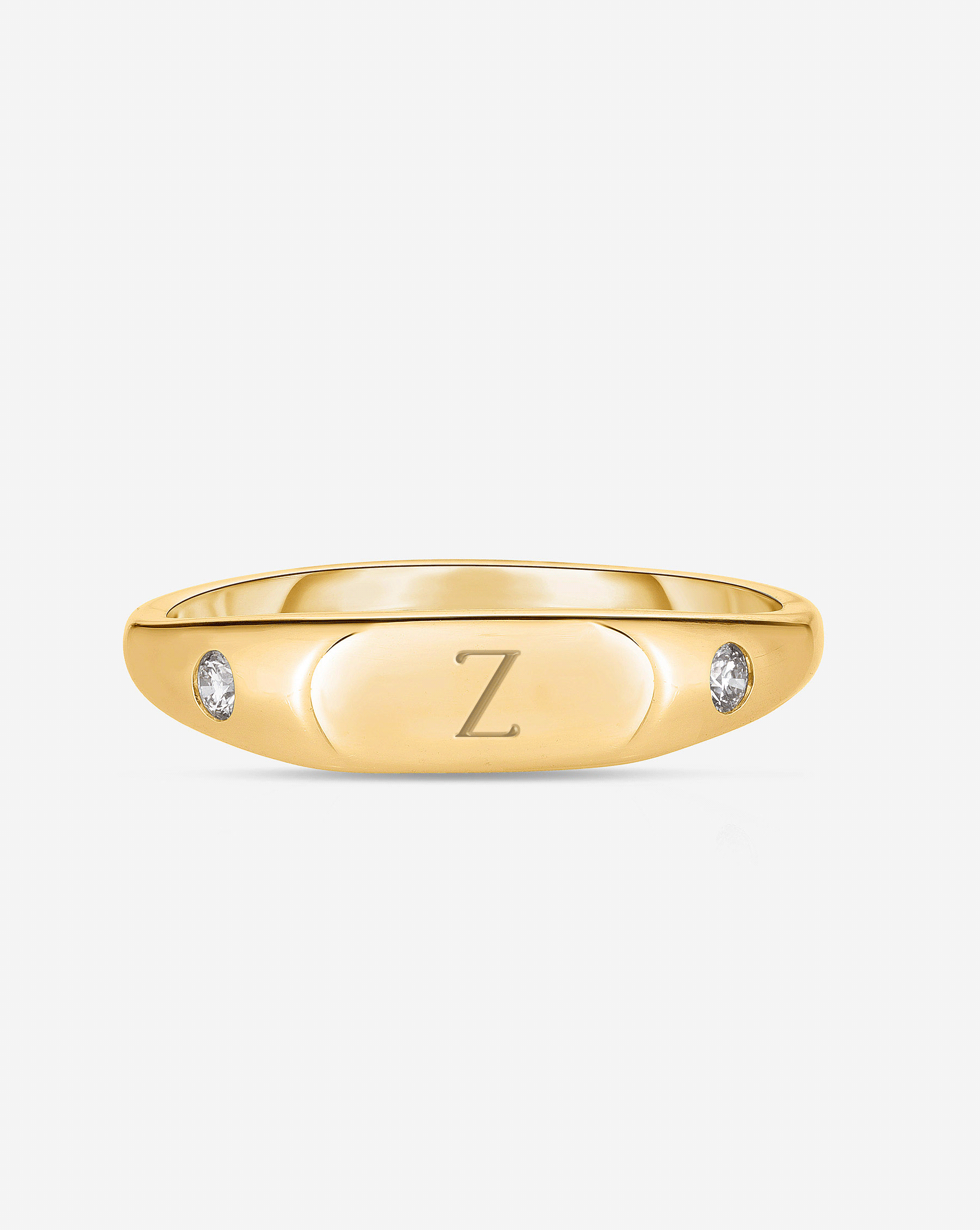 Duo Diamond Signet Ring for Women - 14K Gold Stackable Pinky Ring - Elegant Minimalist Jewelry for Everyday Wear, Gift Giving & Special Occasions