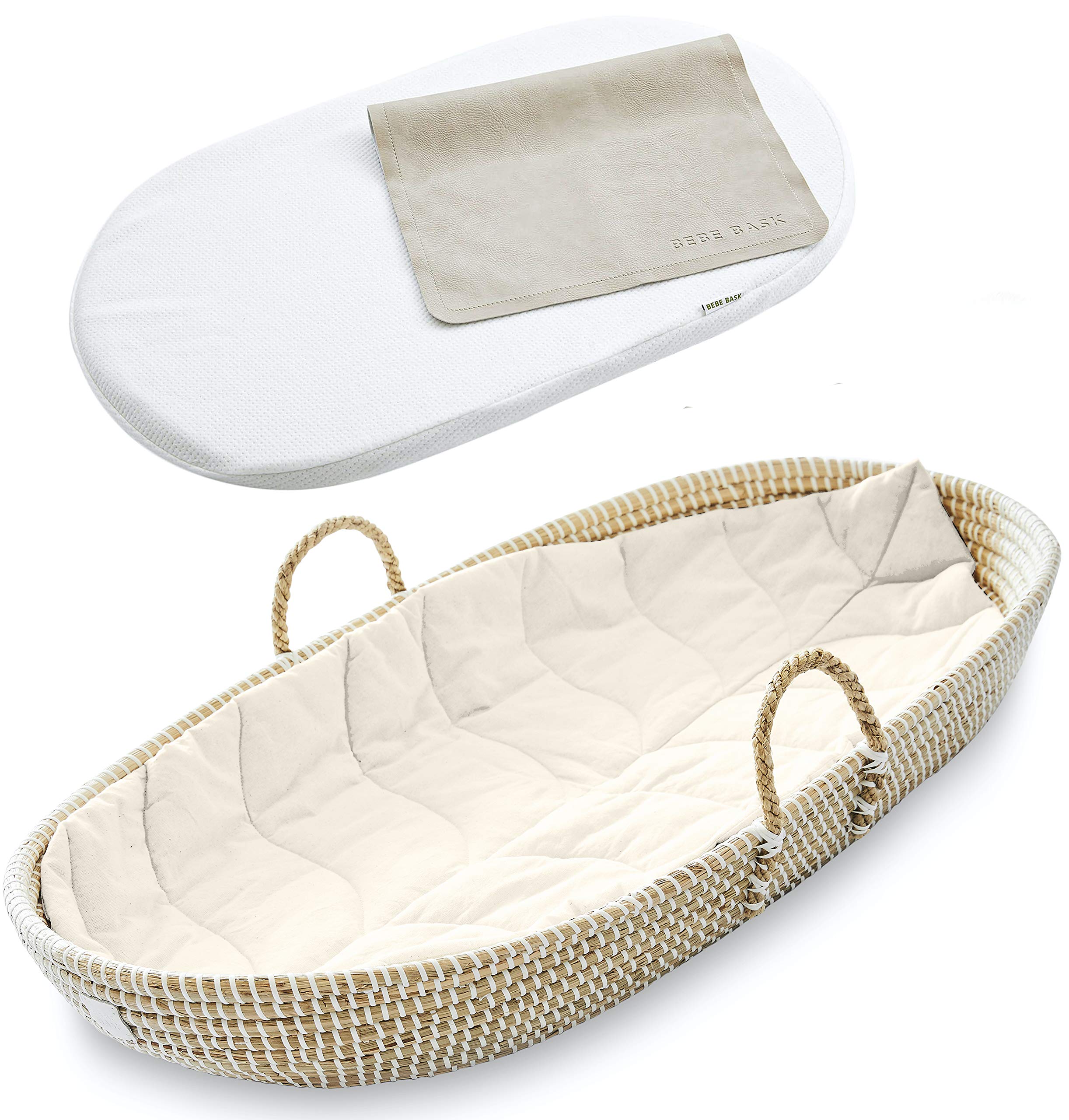 Premium Baby Changing Basket - Handwoven Seagrass Nursery Organizer with Rope Handles - Complete Diaper Changing Set for Dresser | Natural & Eco-Friendly | Perfect for Newborn Care & Nursery Organization