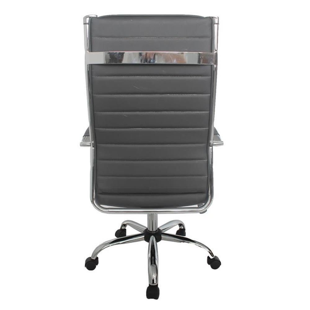 Furniture of America Damse Faux Leather Large Adjustable Office Chair in Gray - Ergonomic Executive Desk Chair for Home & Business Workspaces