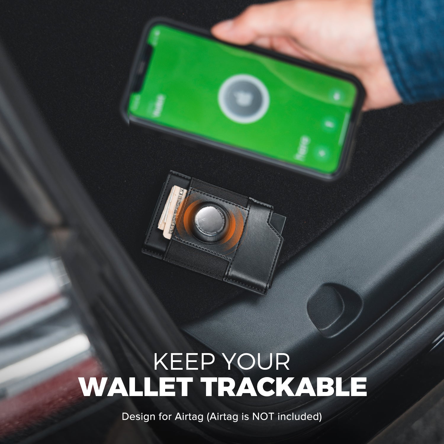 VC404 RFID Blocking Removable AirTag Wallet with Money Band & Secure Holder - Perfect for Travel, Daily Use & Anti-Theft Protection