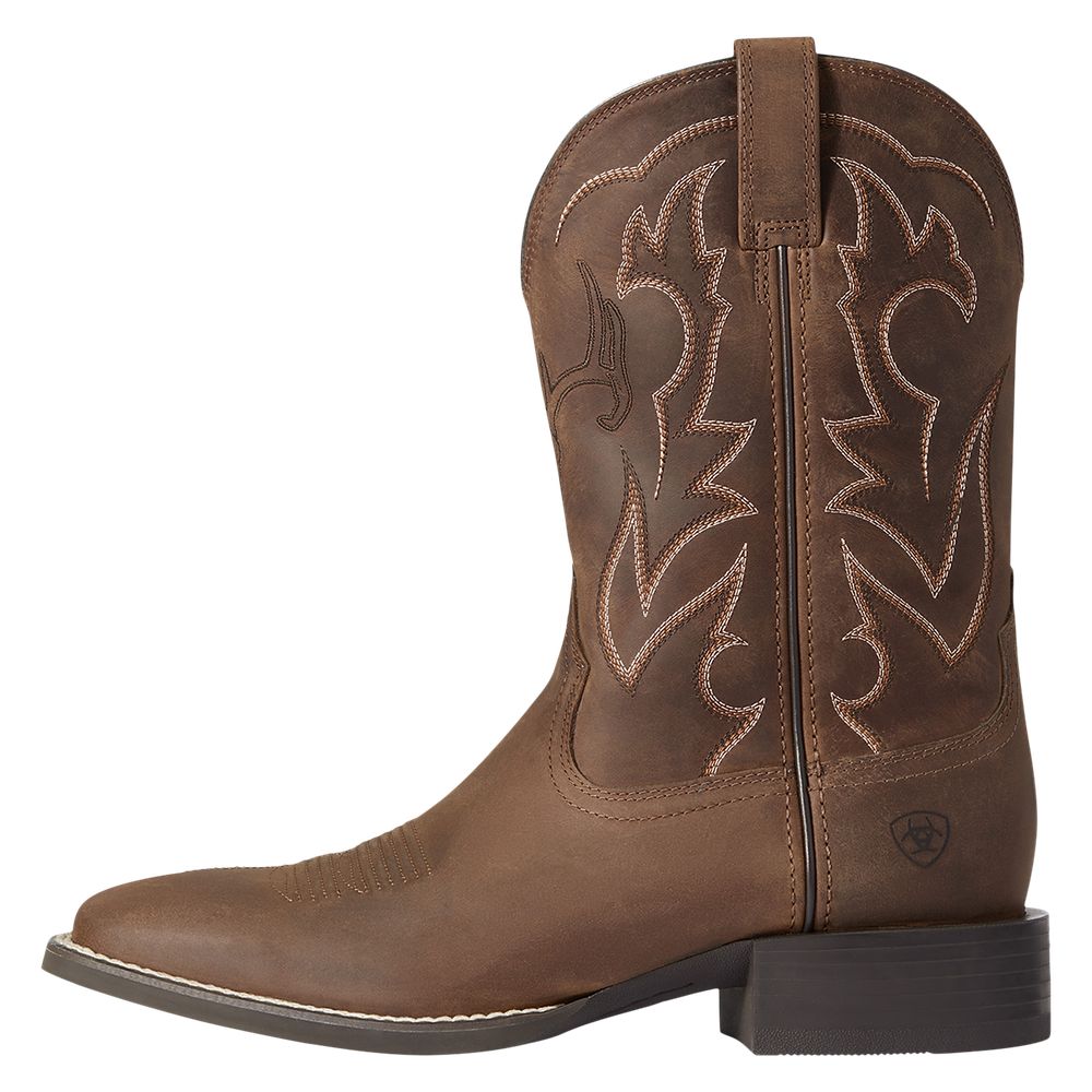 Ariat Men's Sport Outdoor Western Boots - Distressed Brown Leather Cowboy Boots Size 10.5M for Riding, Hiking & Country Style Fashion