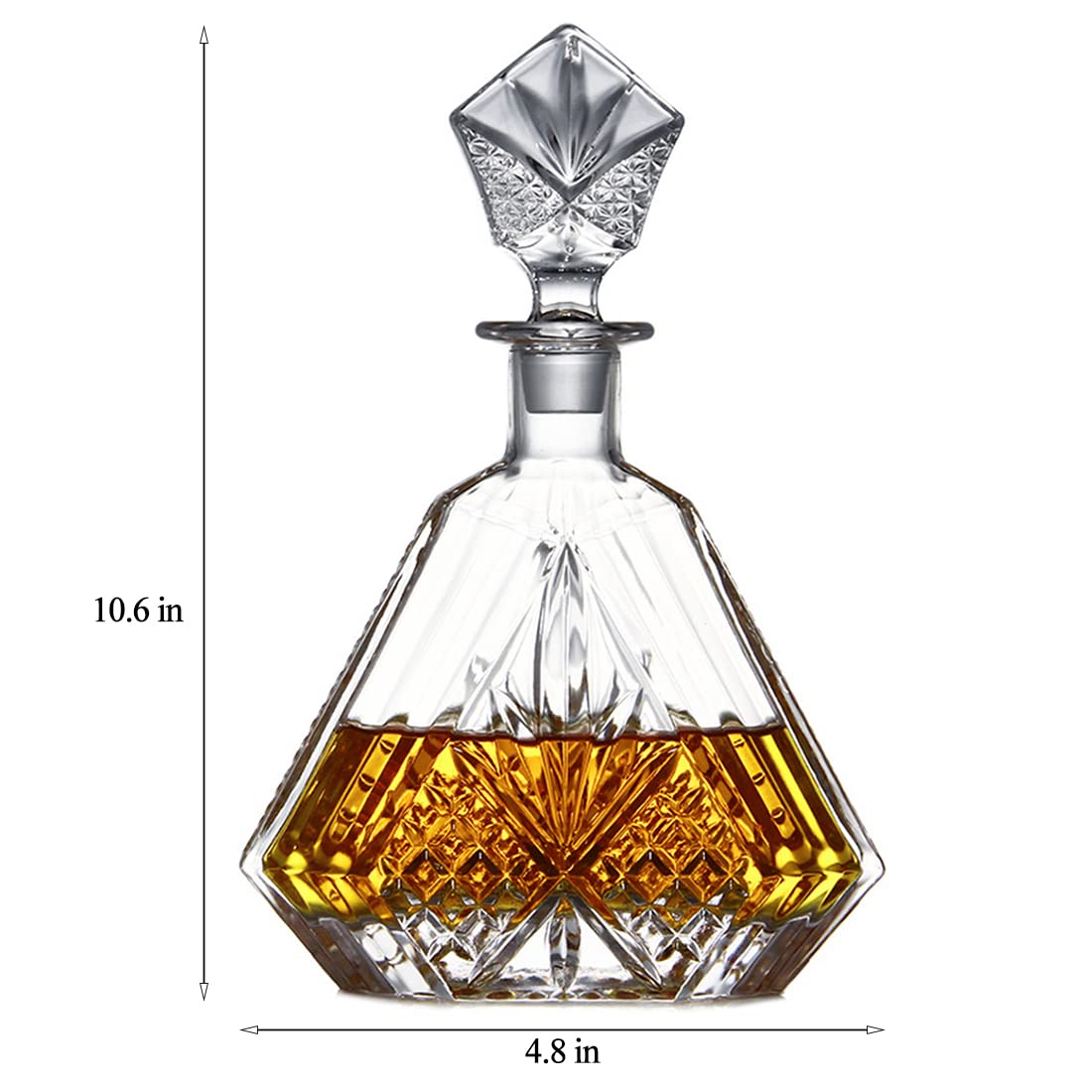 Premium Whiskey Decanter Set with 4 Crystal Glasses - 22.5 Oz Engraved Liquor Decanter & 11 Oz Whiskey Tumblers for Scotch, Bourbon, Vodka, Rum - Perfect for Home Bars, Gifts for Men, Dinner Parties & Special Occasions
