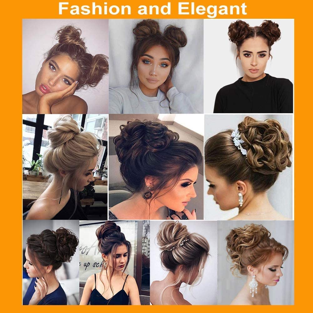 BeatStock 1PC Messy Bun Hair Extension - Brown Synthetic Hairpiece with Elastic Band for Easy Updo Hairstyles | Perfect for Daily Wear, Parties, and Special Occasions