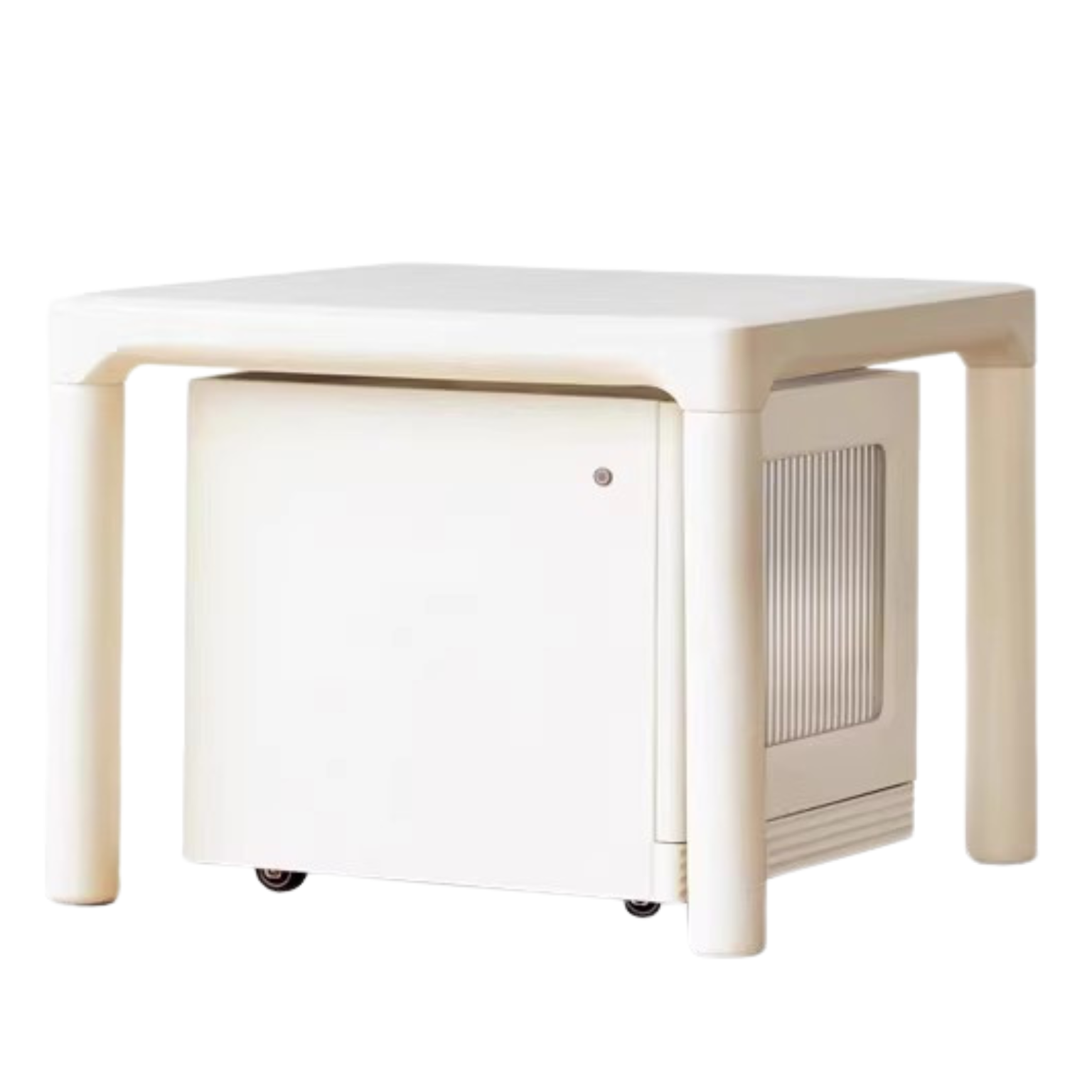 21.6x21.6x15.5 inch / 55x55x47 cm + 15.7x15.7x15.7 inch / 40x40x40 cm / milky white color / coffee table + coffee cabinet