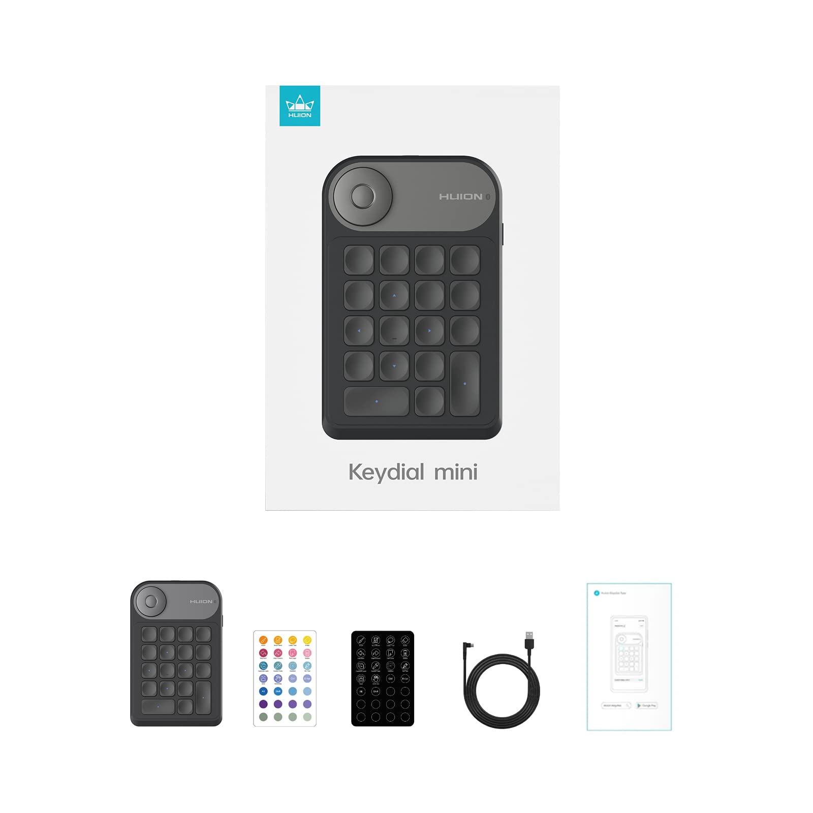 HUION Keydial Mini Bluetooth Programmable Keypad - 5 Anti-Ghosting Keys & 18 Customizable Shortcuts | Wireless Shortcut Keyboard for Digital Artists | Compatible with Drawing Tablets, PC, MacBook, Surface Pro & Laptops | Perfect for Graphic Design, Video Editing & 3D Modeling