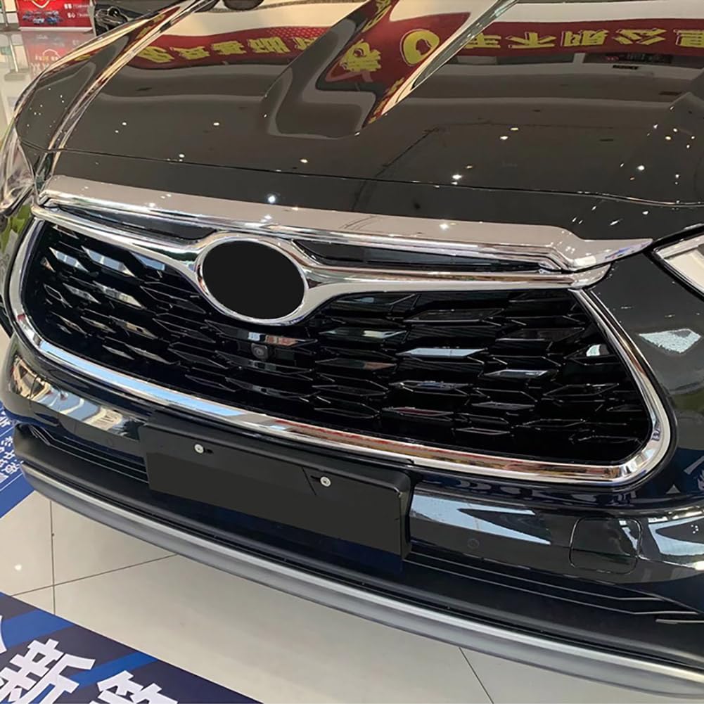 Beautost Chrome Front Hood Grill Cover for Toyota Highlander 2020-2025 - Upgrade Your SUV's Style & Protection (Perfect for Off-Roading, Car Shows & Daily Driving)