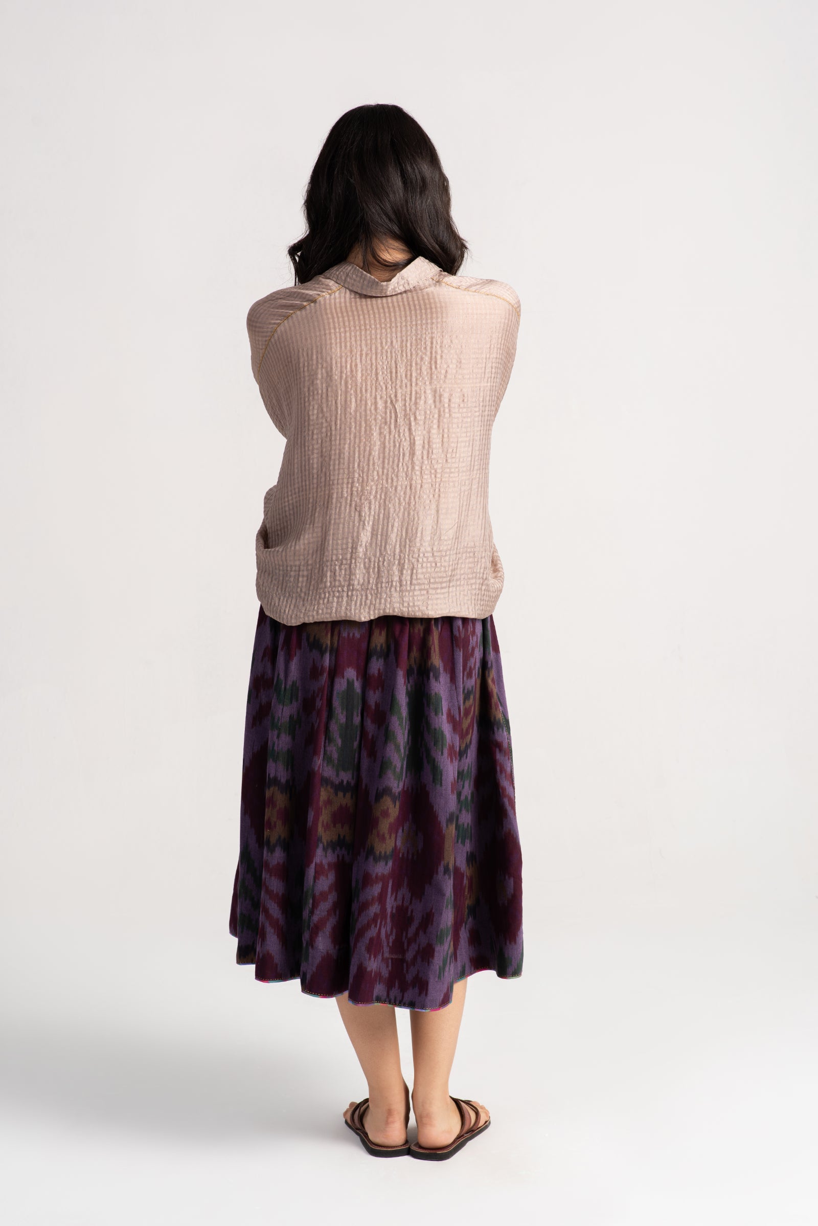 Aasha Silk Check Pale Mauve Shirt - Elegant Women's Blouse for Office Wear & Special Occasions