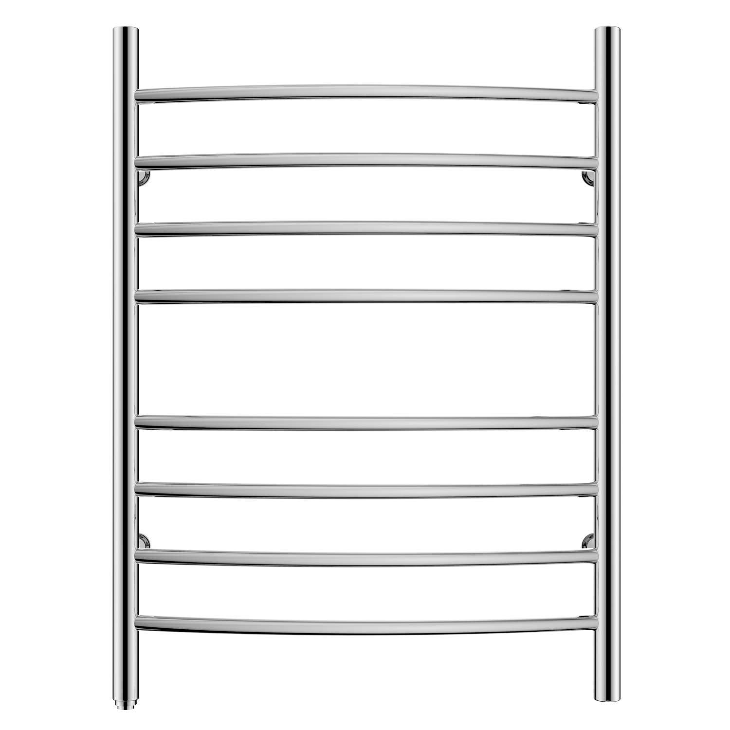 HEATGENE 8 Bar Plug-in Towel Warmer - Curved Bathroom Heater & Drying Rack with Mirror Polish Finish | Perfect for Spa, Luxury Bathrooms & Home Relaxation